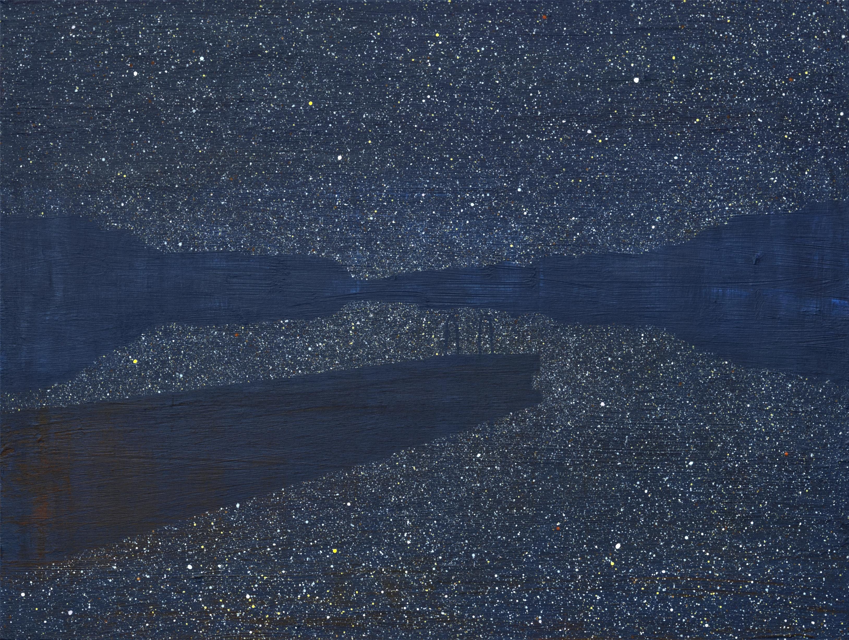 Stars 27 October 02:41 - Modern Night Sky Landscape Painting, Minimalistic Art