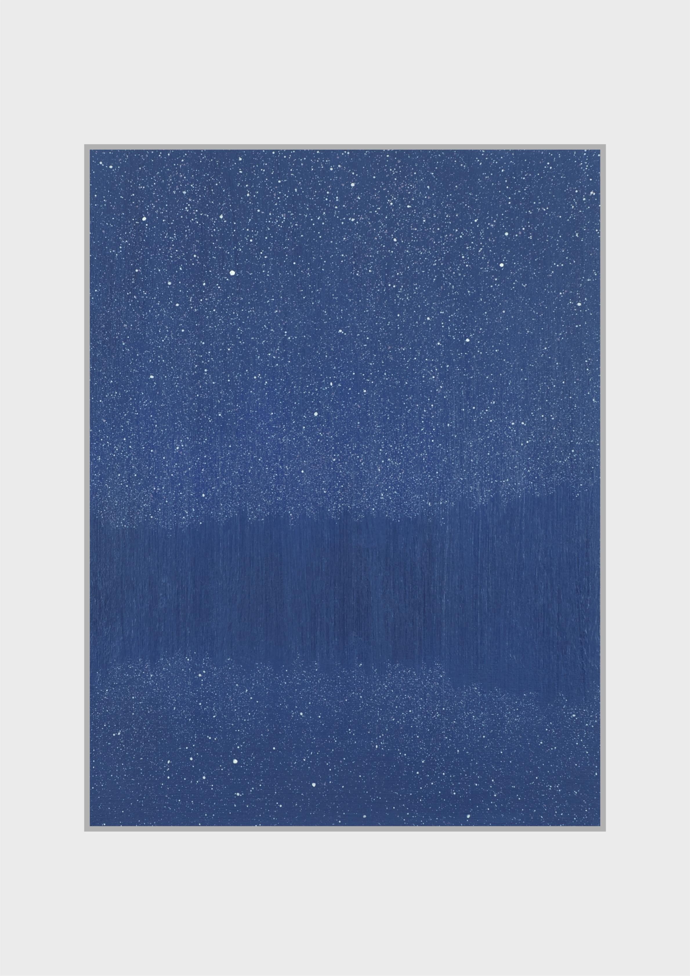 Sterne 3 Oktober 22:53 - Moderne Nachthimmel-Landschaftsmalerei, Minimalistische Kunst – Painting von Robert Motelski