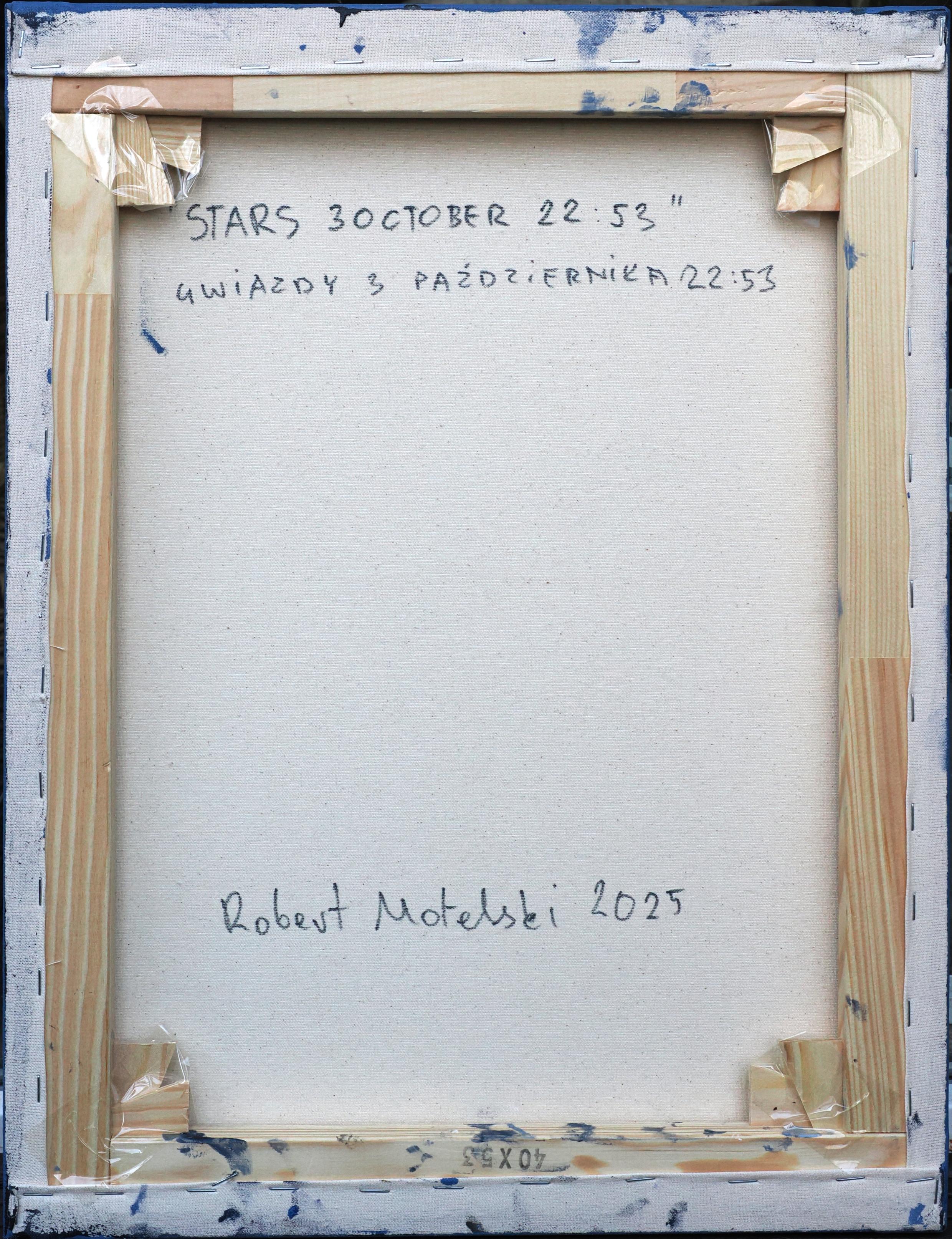 Sterne 3 Oktober 22:53 - Moderne Nachthimmel-Landschaftsmalerei, Minimalistische Kunst im Angebot 1