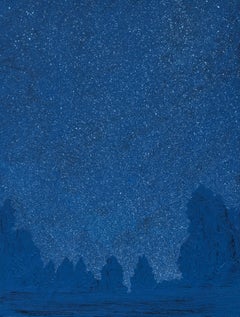 Stars 7 December 21:54 - Modern Forest Night Sky Landscape Painting