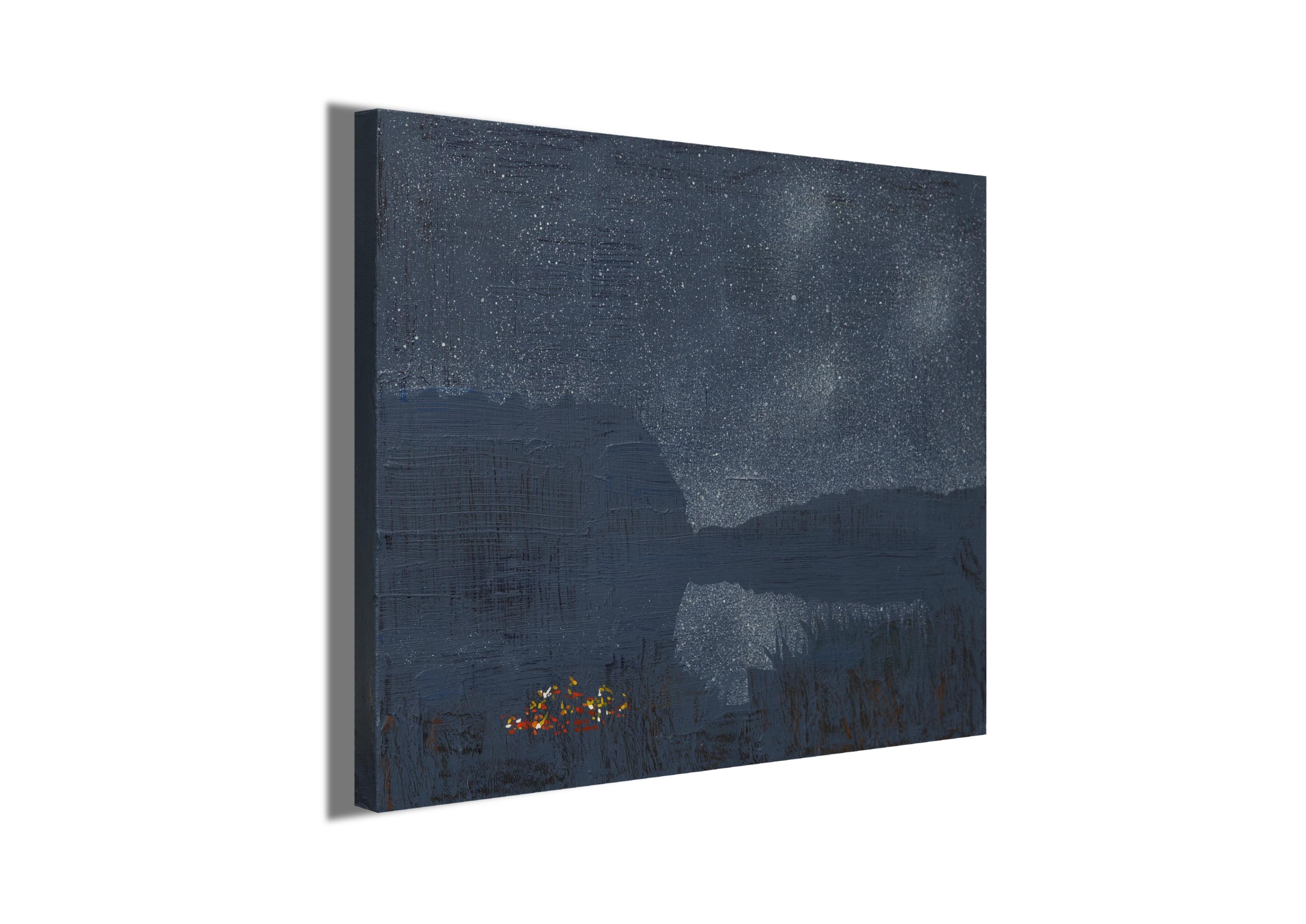 Étoiles 7 septembre 21:11 - Peinture moderne du ciel nocturne, art minimaliste - Contemporain Painting par Robert Motelski