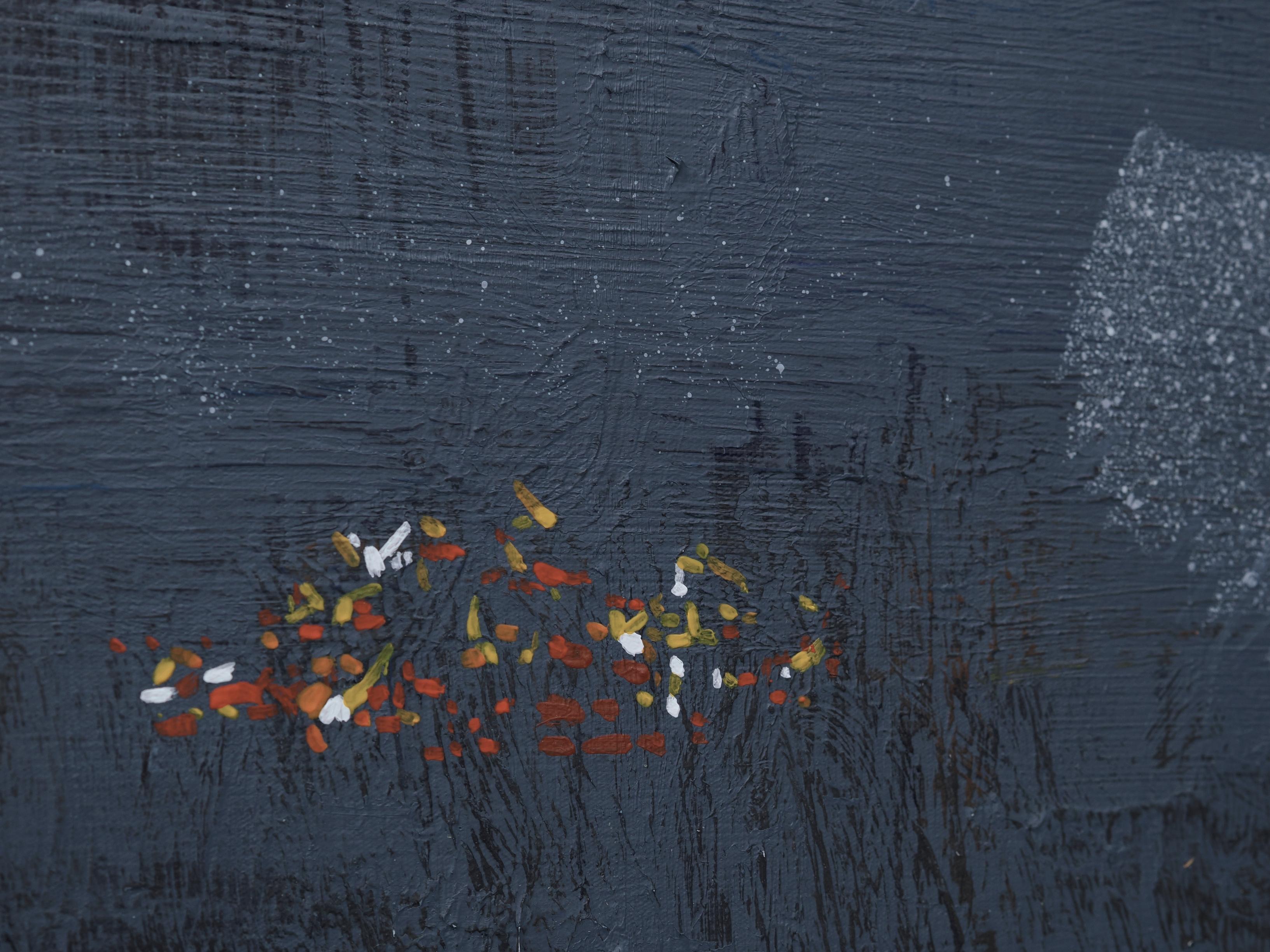 Étoiles 7 septembre 21:11 - Peinture moderne du ciel nocturne, art minimaliste - Noir Figurative Painting par Robert Motelski