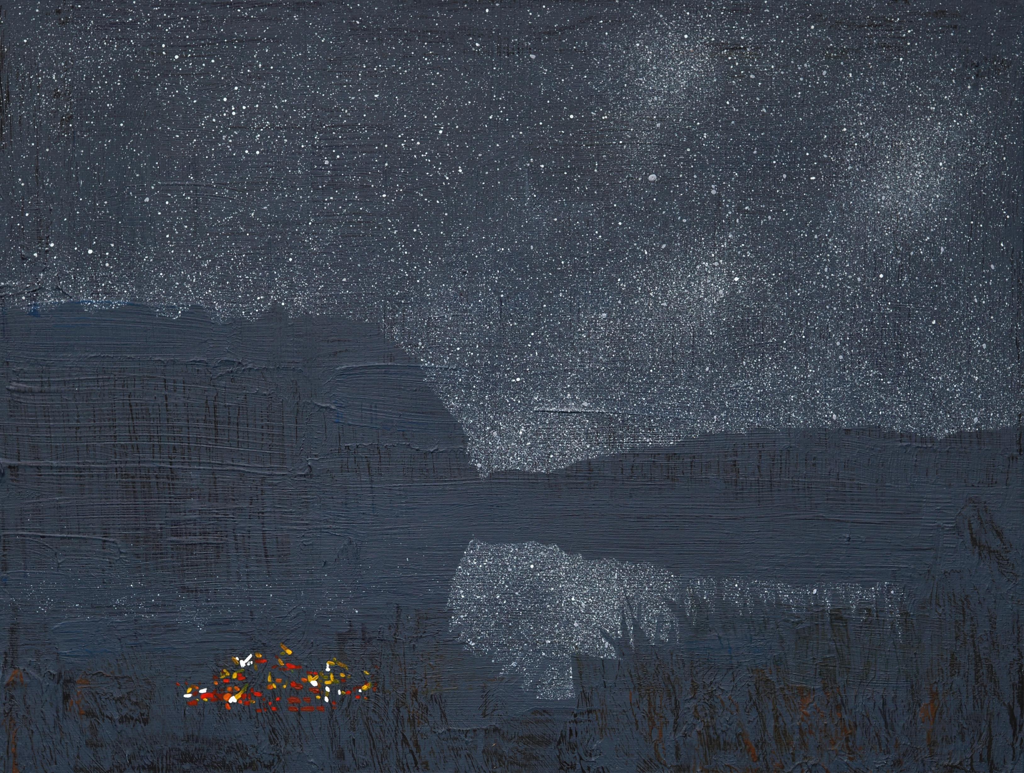 Sterne 7 September 21:11 - Moderne Nachthimmel Landschaftsmalerei, Minimalistische Kunst