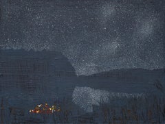 Stars 7 September 21:11 - Modern Night Sky Landscape Painting, Minimalistic Art