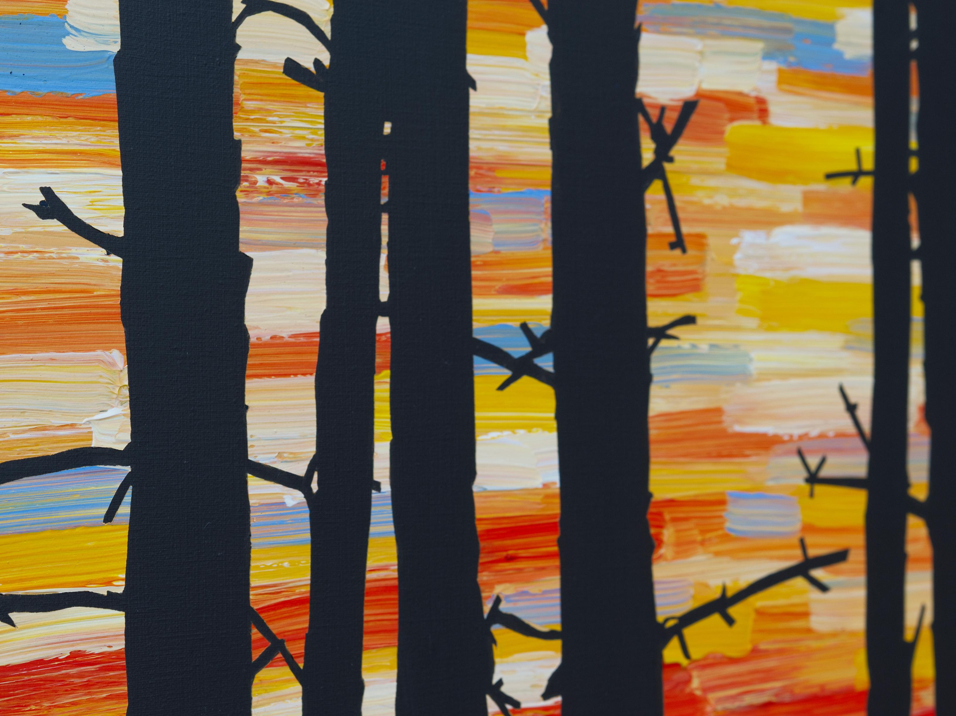 Bäume 14. April 19:22 - Zeitgenössische expressive Landschaftsmalerei, Wald im Angebot 1