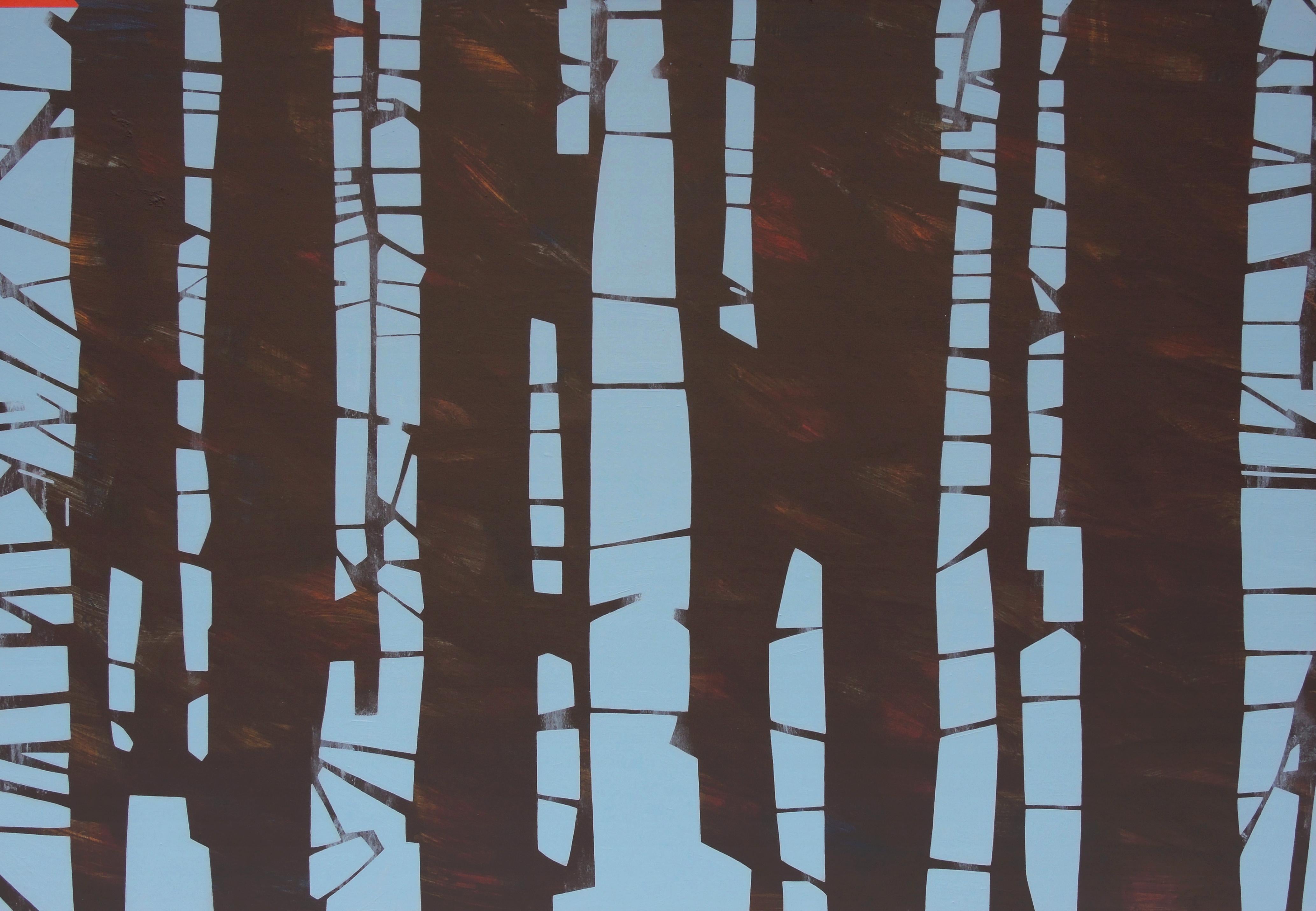Trees, 18. Januar 11:26,  Zeitgenössisches Landschaftsgemälde, minimalistisch, Wald 