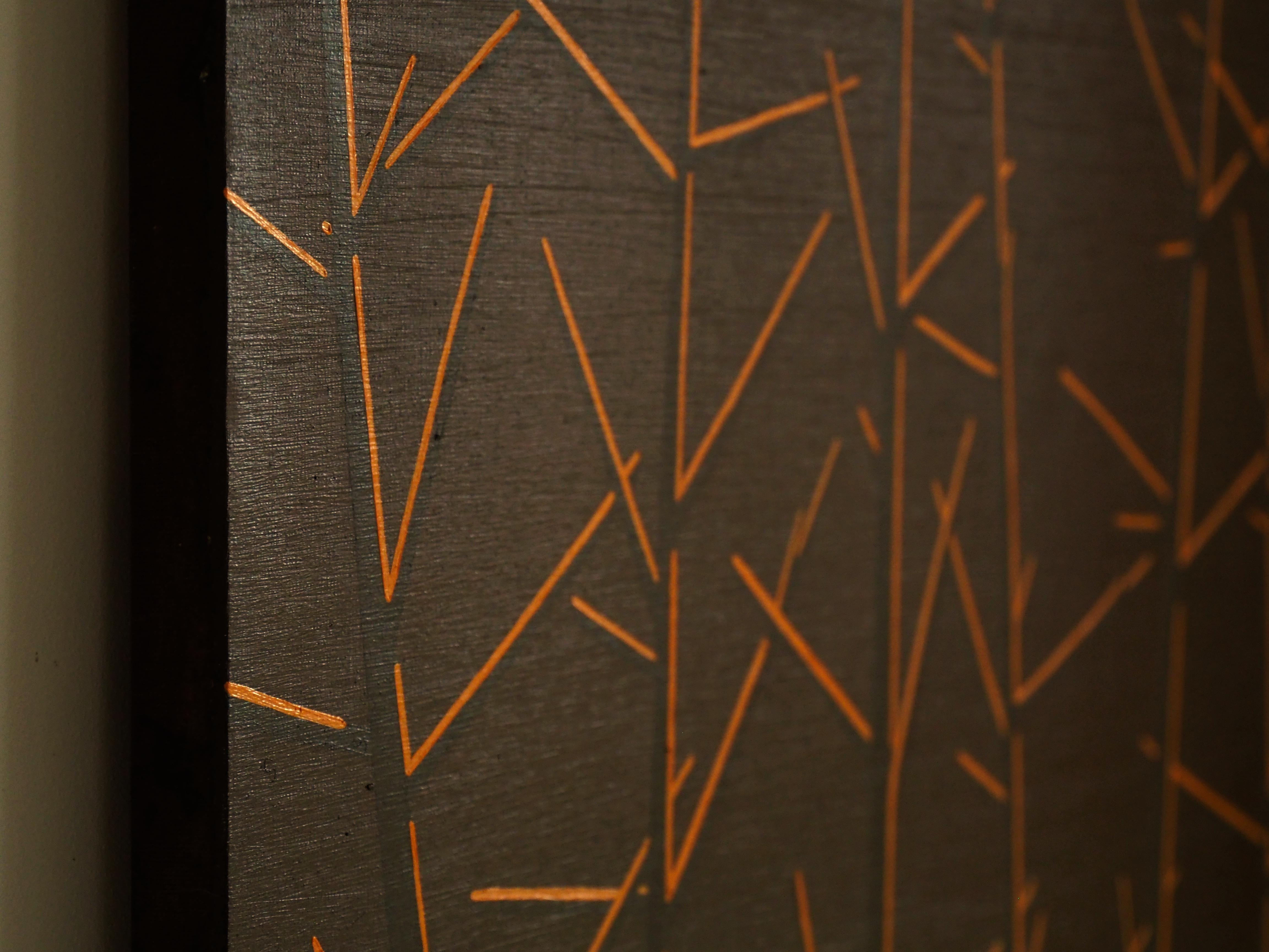 Bäume 5 November 10:52, Zeitgenössische Landschaftsmalerei, Minimalistischer Wald (Schwarz), Abstract Painting, von Robert Motelski