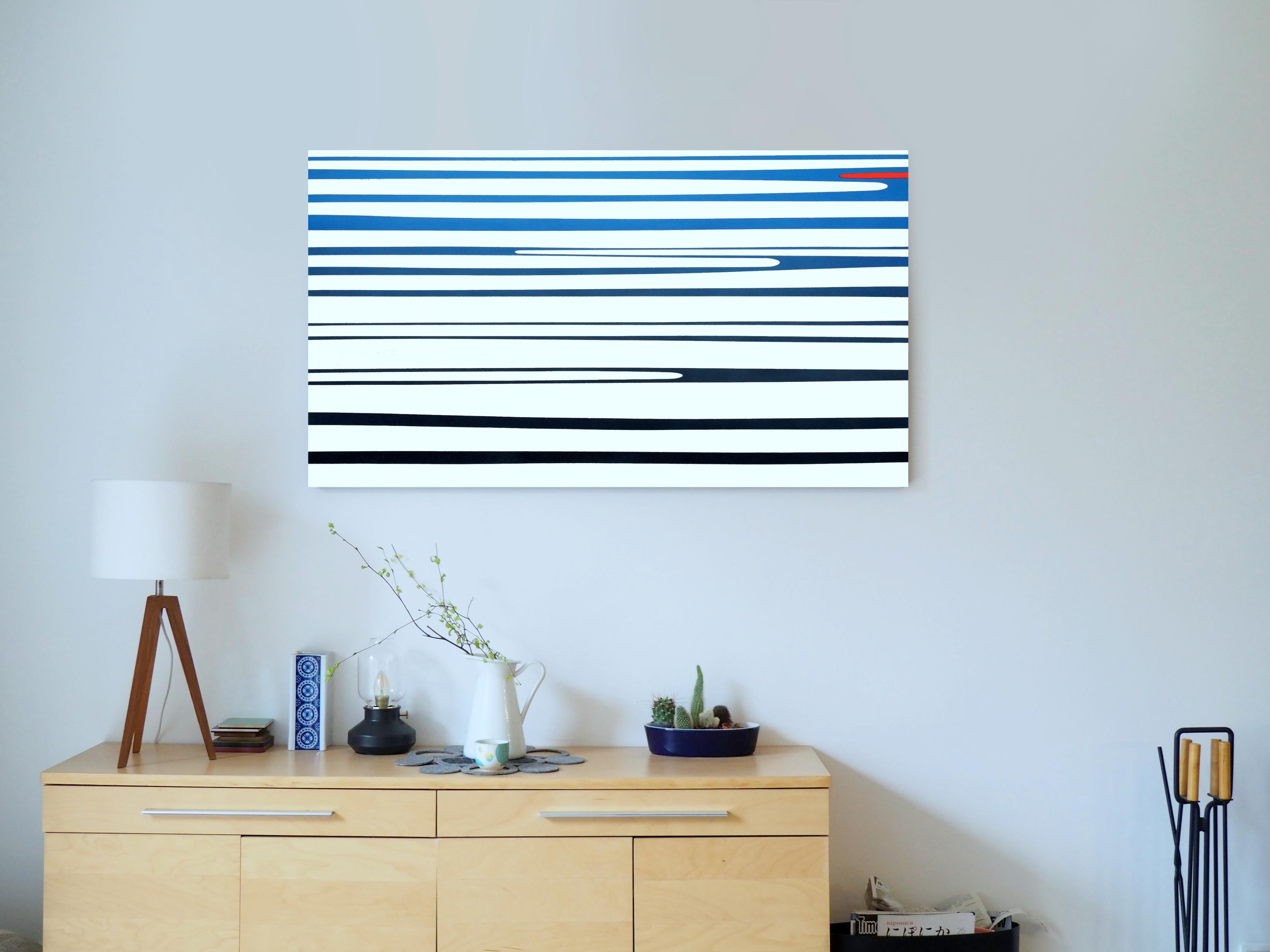 Water 9 July 11:13  -  Modern Minimalistic Landscape Oil Painting, See View - Blue Landscape Painting by Robert Motelski