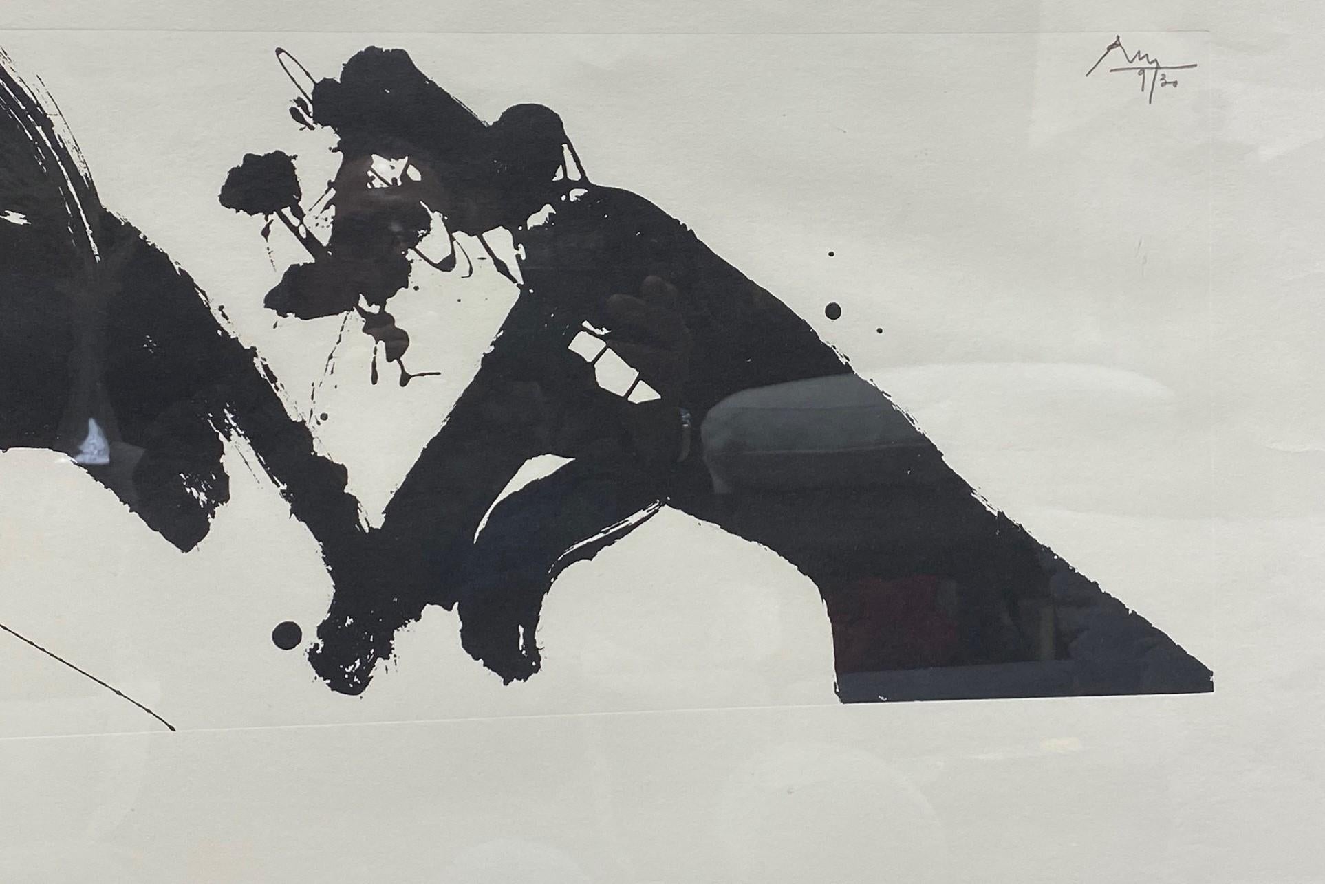 Mid-Century Modern Robert Motherwell Affiche signée de l'exposition et lithographie en noir Dance I, 1979 en vente
