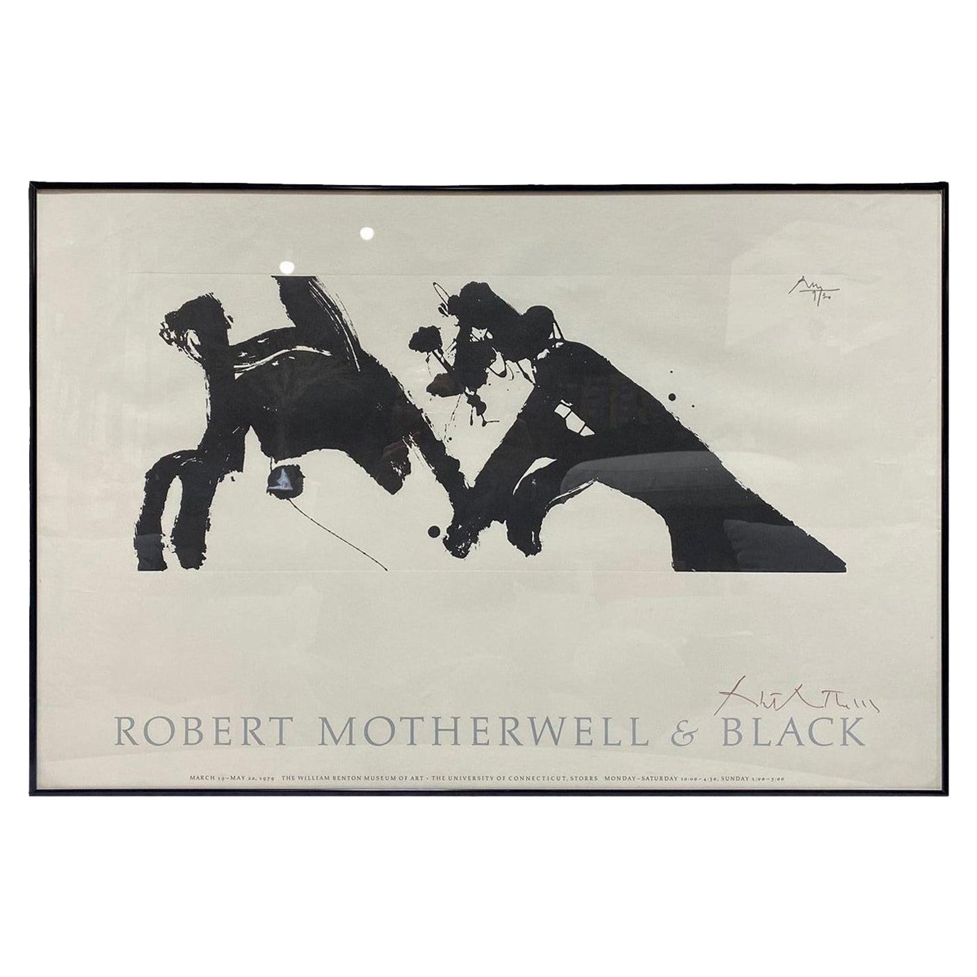 Robert Motherwell Hand Signed Exhibition & Black Lithograph Poster Dance I, 1979
