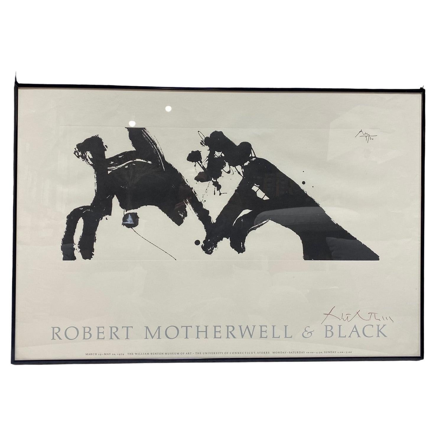 Robert Motherwell Hand Signed Exhibition & Black Lithograph Poster Dance I, 1979 For Sale