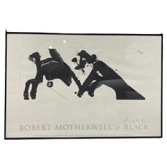 Retro Robert Motherwell Hand Signed Exhibition & Black Lithograph Poster Dance I, 1979