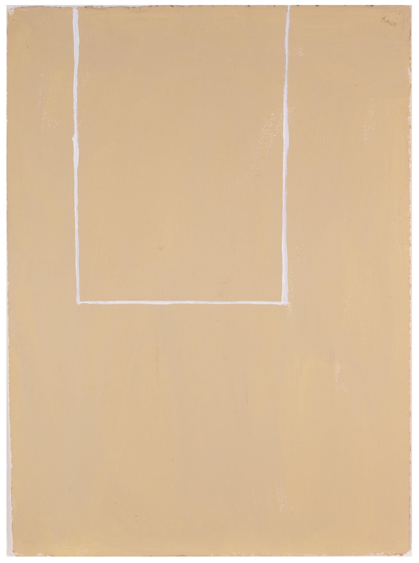 Robert Motherwell Abstract Painting – Open Study (Weiße Linie auf Beige Nr. 2)