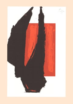 1981 Robert Motherwell 'Art Chicago (No Text)' Expressionism Red, Black & White U