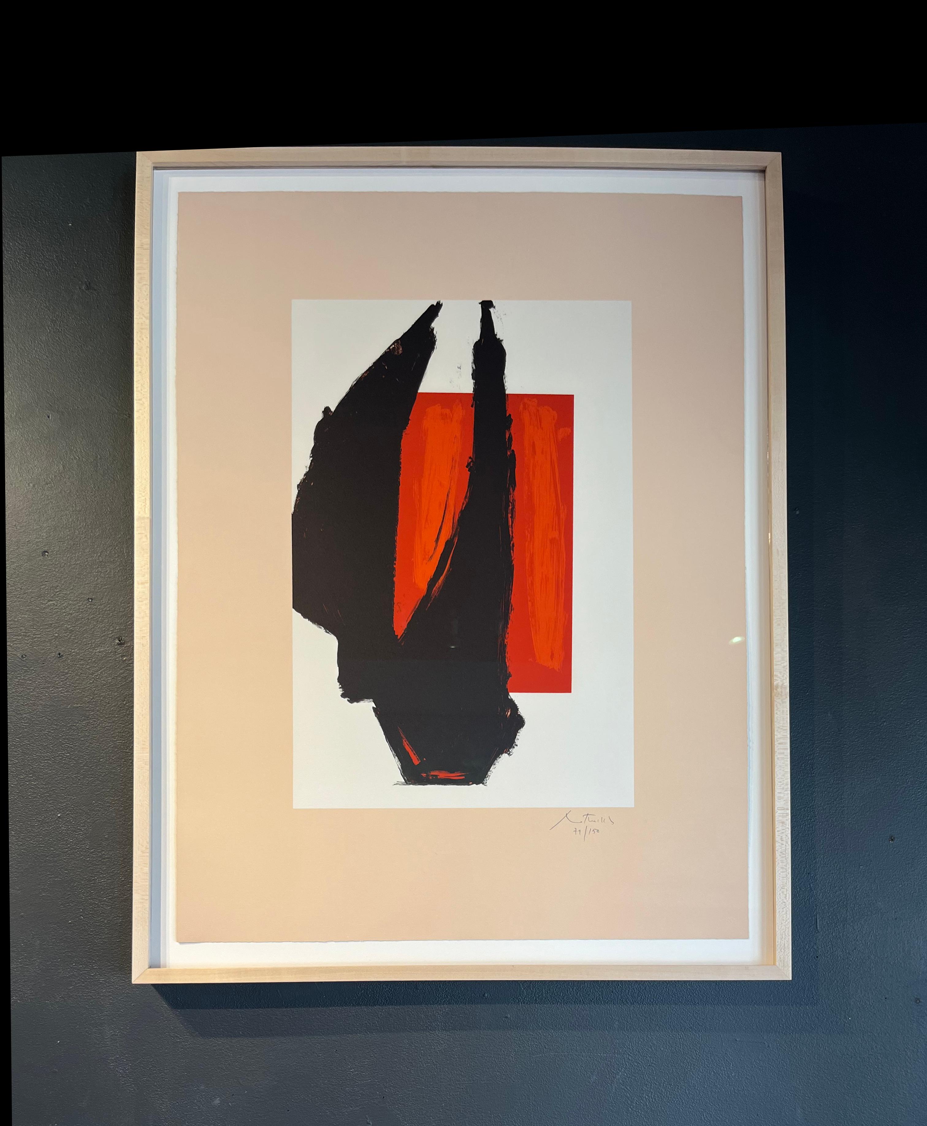 Art 1981 Chicago Print (Signed and Numbered) 79/150 - Orange Abstract Print by Robert Motherwell