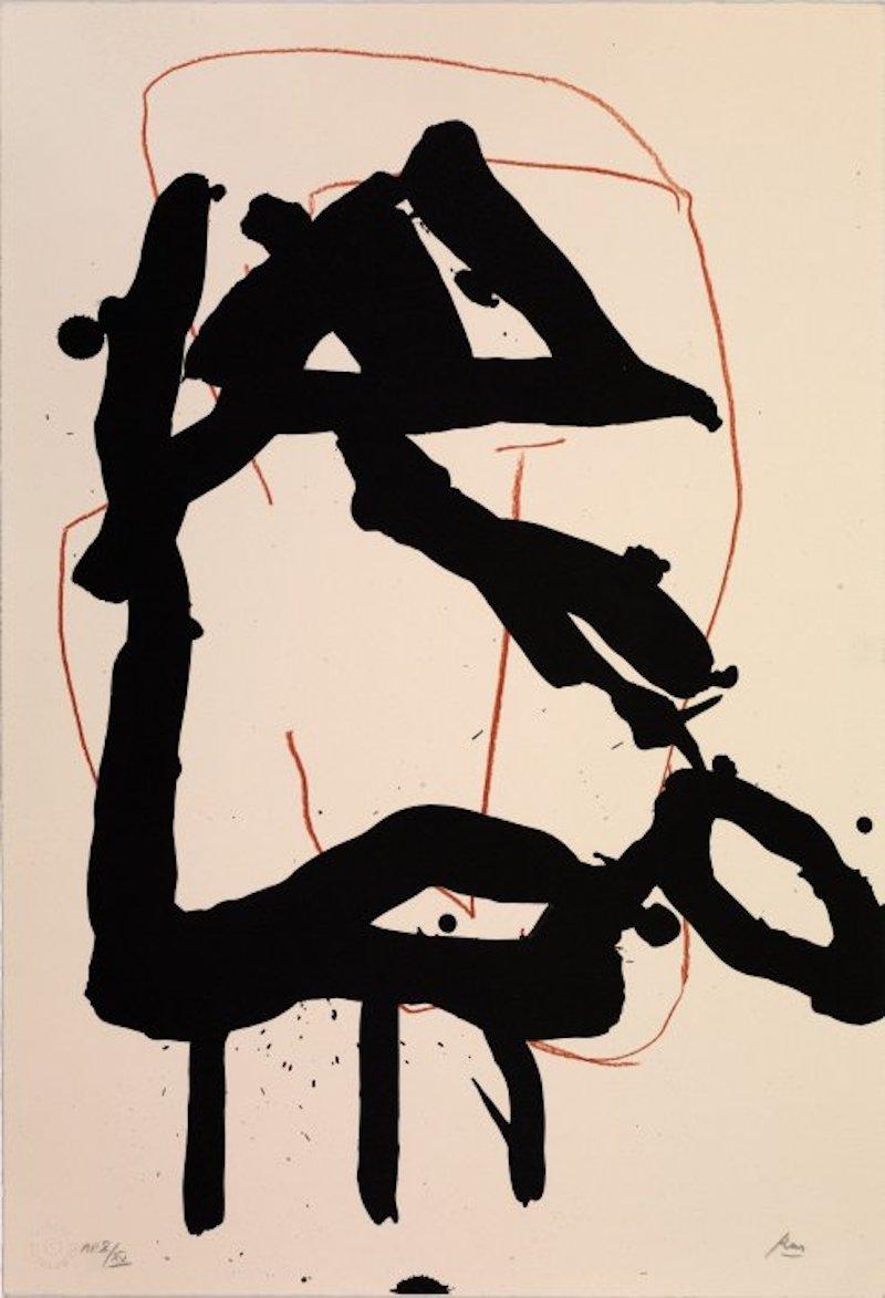 From a portfolio of six individual lithographs, each created as Robert Motherwell’s visualization of six poems by Marcelin Pleynet, Beau Geste VI was printed in 1989 by Teluride Press.  This original color lithograph is hand-signed with the artist’s