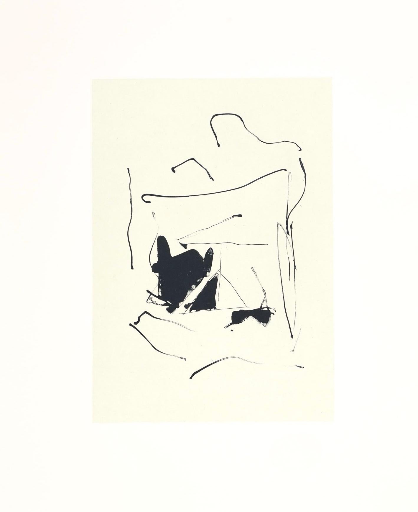 Acqua bruciata (Belknap 354-380; Engberg/Banach 415-441), Tre poesie - Abstract Print Bianco di Robert Motherwell