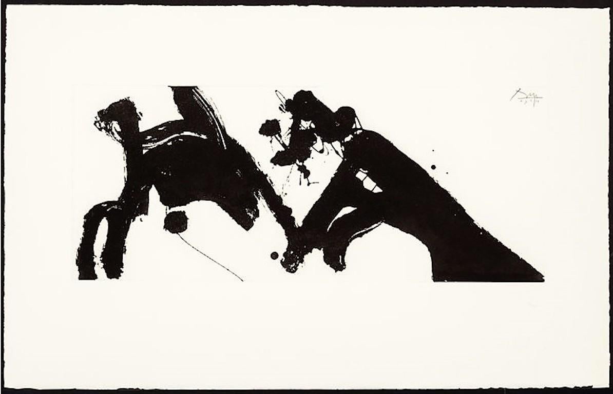 This rare lift-ground etching and aquatint is part of the "Dance" series of three prints by Robert Motherwell. The artist’s attention to detail is apparent in Dance I – hand-signed and numbered, one of only 2 printer’s proofs measuring 19 1/2 x 30