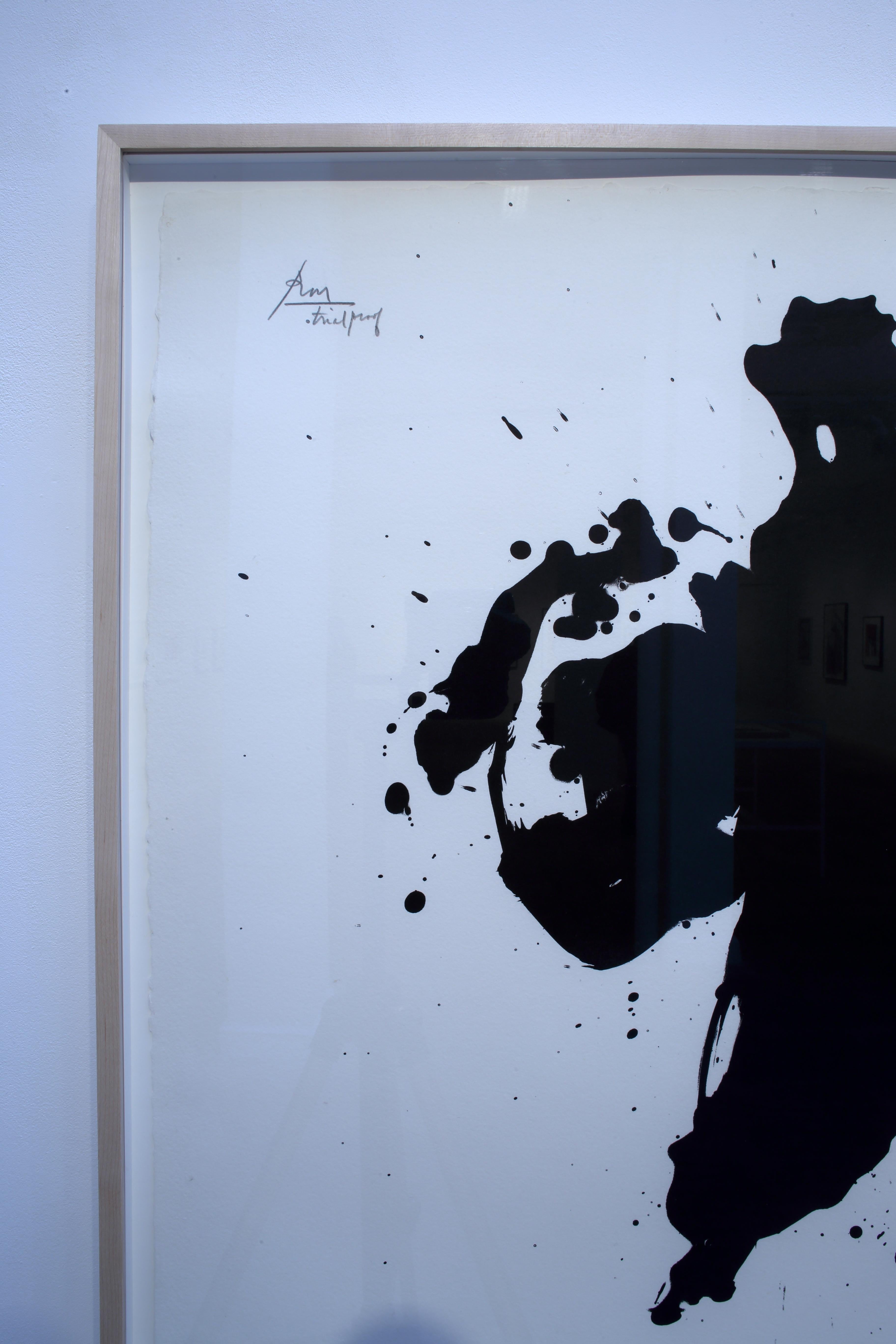 Elegy Study - Gray Abstract Print by Robert Motherwell
