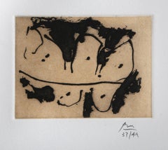 „Hollow Men Suite Nr. 3“, signierte abstrakte Radierung mit Aquatinta von Robert Motherwell
