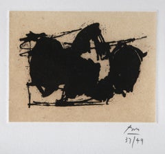 „Hollow Men Suite Nr. 4“, signierte abstrakte Radierung mit Aquatinta von Robert Motherwell