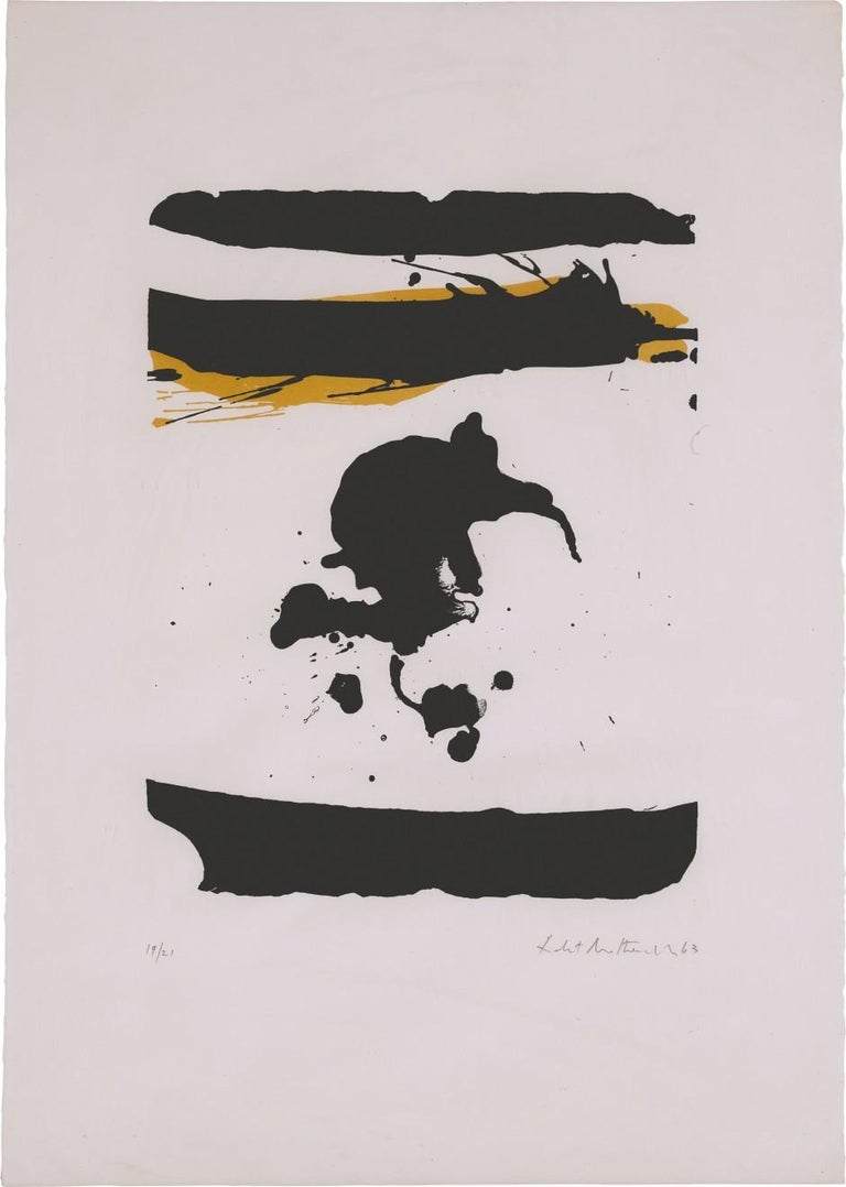 Robert Motherwell In Black with Yellow Ochre For Sale at 1stDibs