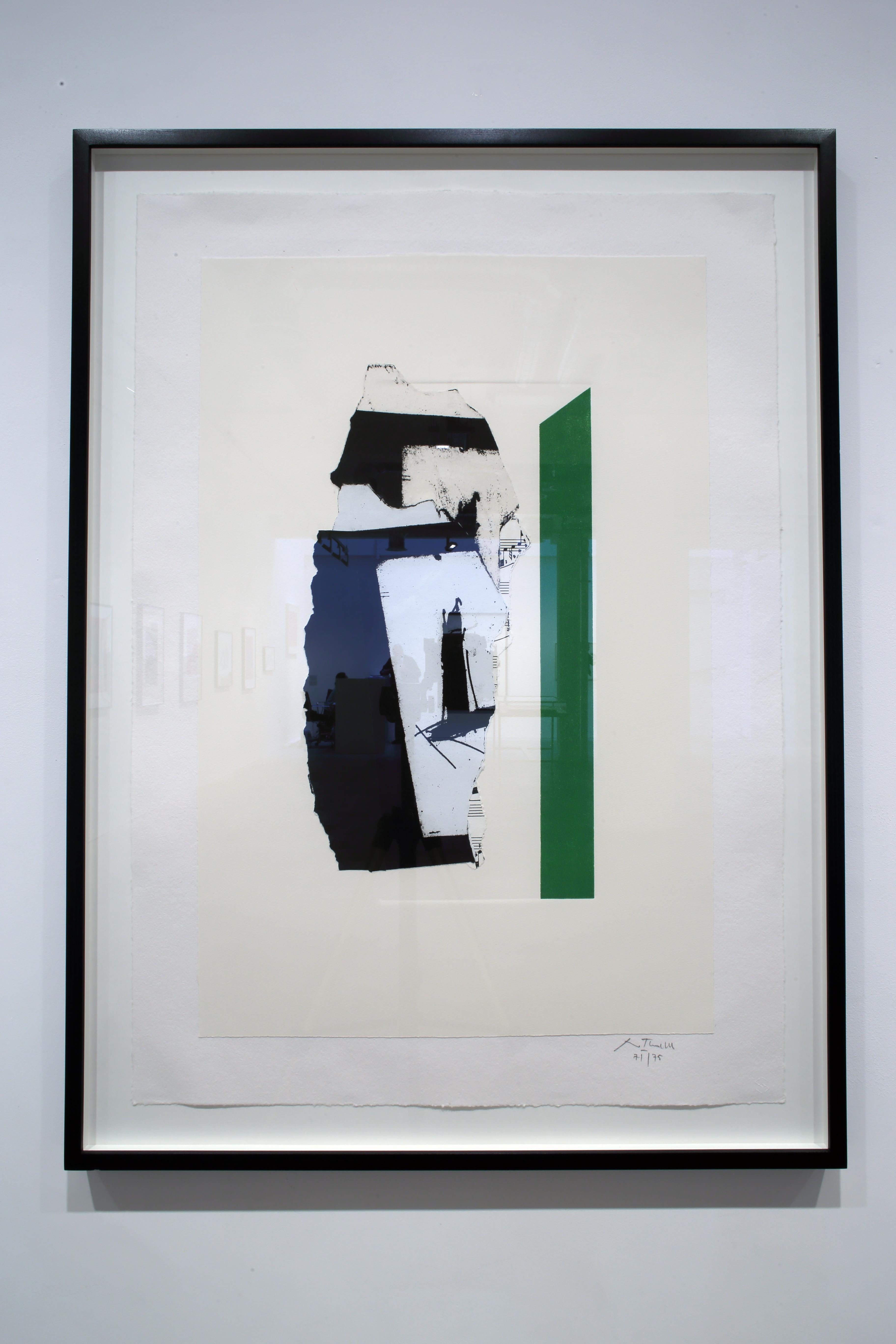En blanc avec rayures vertes - Print de Robert Motherwell