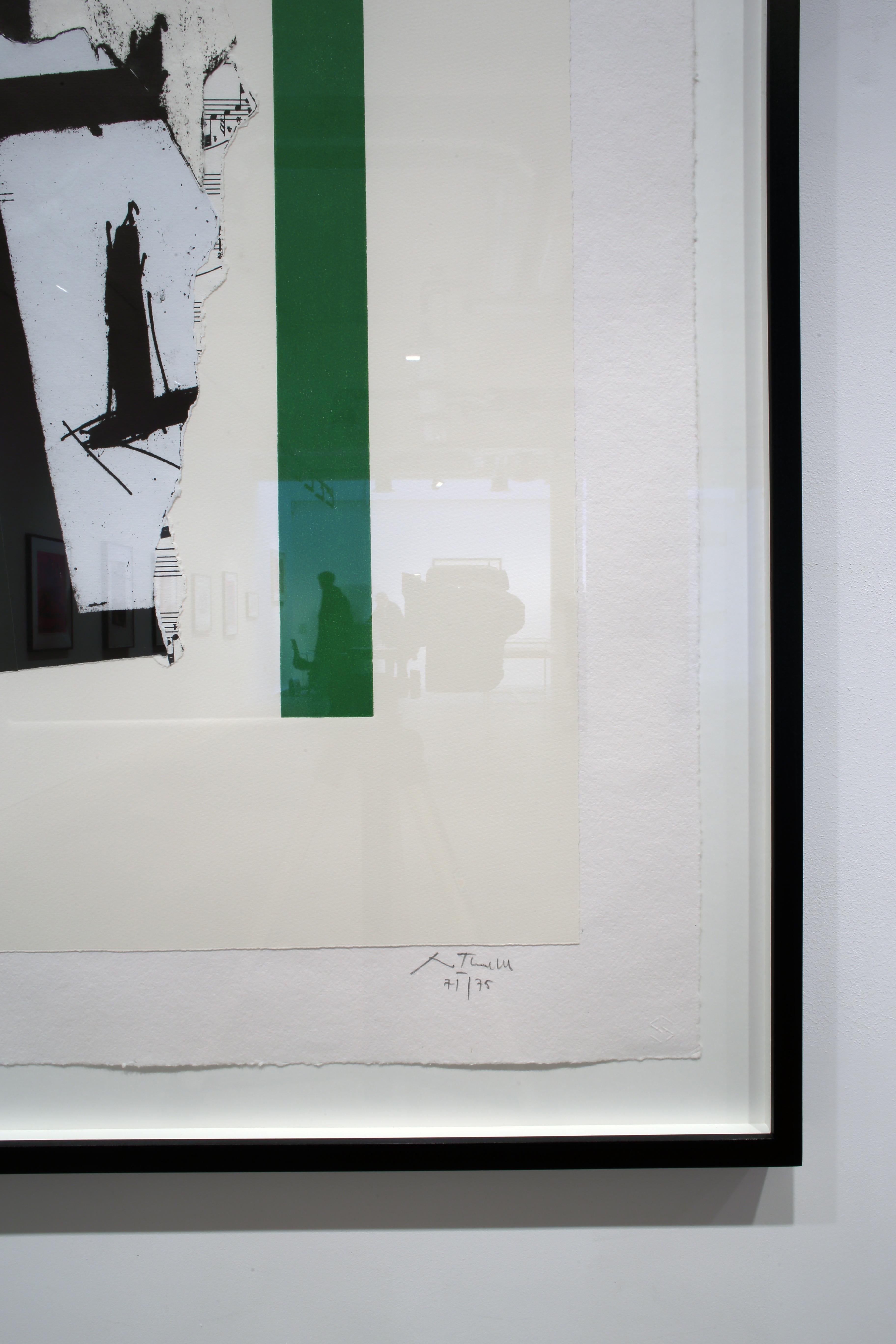 Rober Motherwell
In Weiß mit grünen Streifen
1987
Lithografie, Reliefdruck, Prägung und Collage
86.4 x 61  cm (34 x 24 cm)
