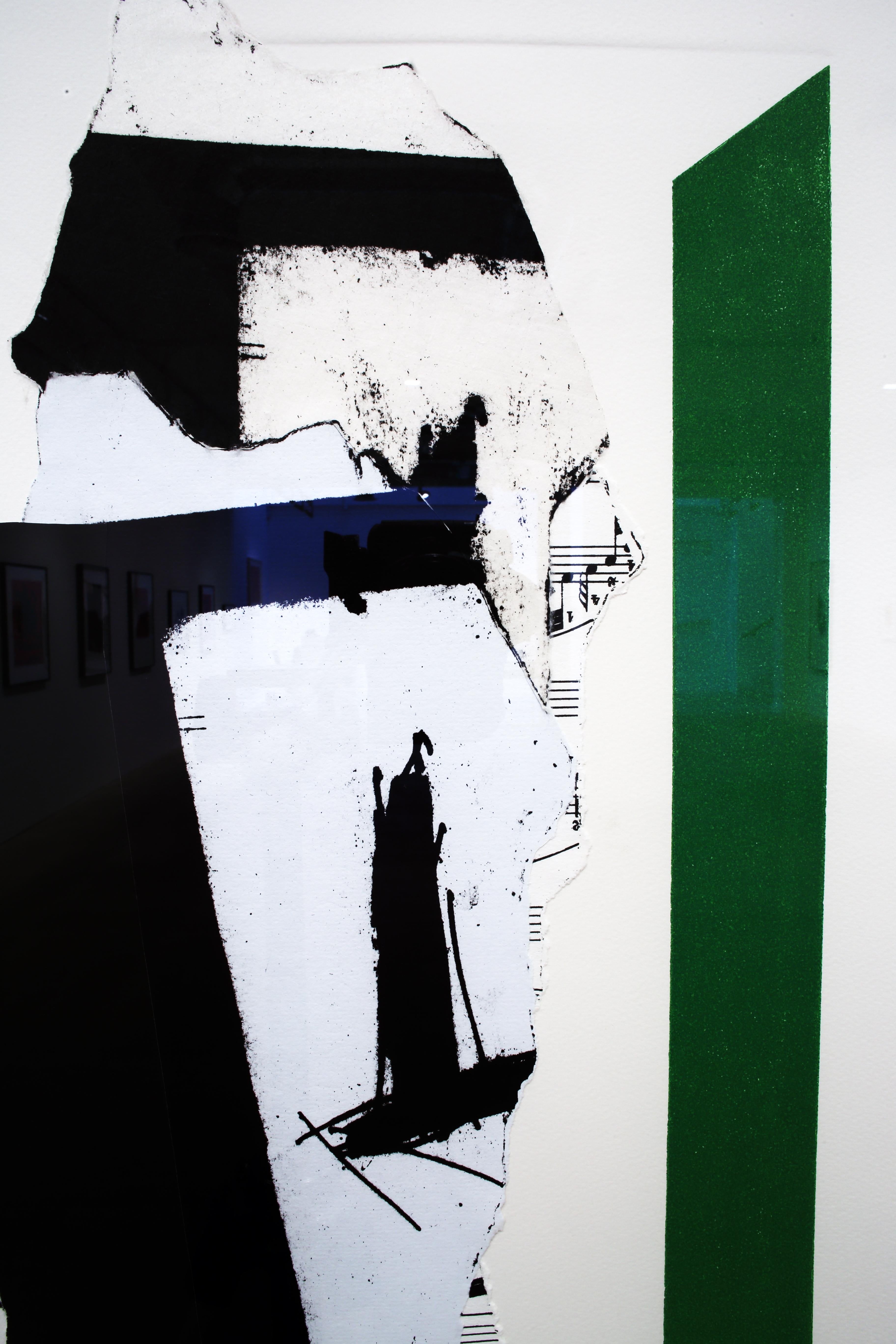 In White with Green Stripe - Abstract Expressionist Print by Robert Motherwell