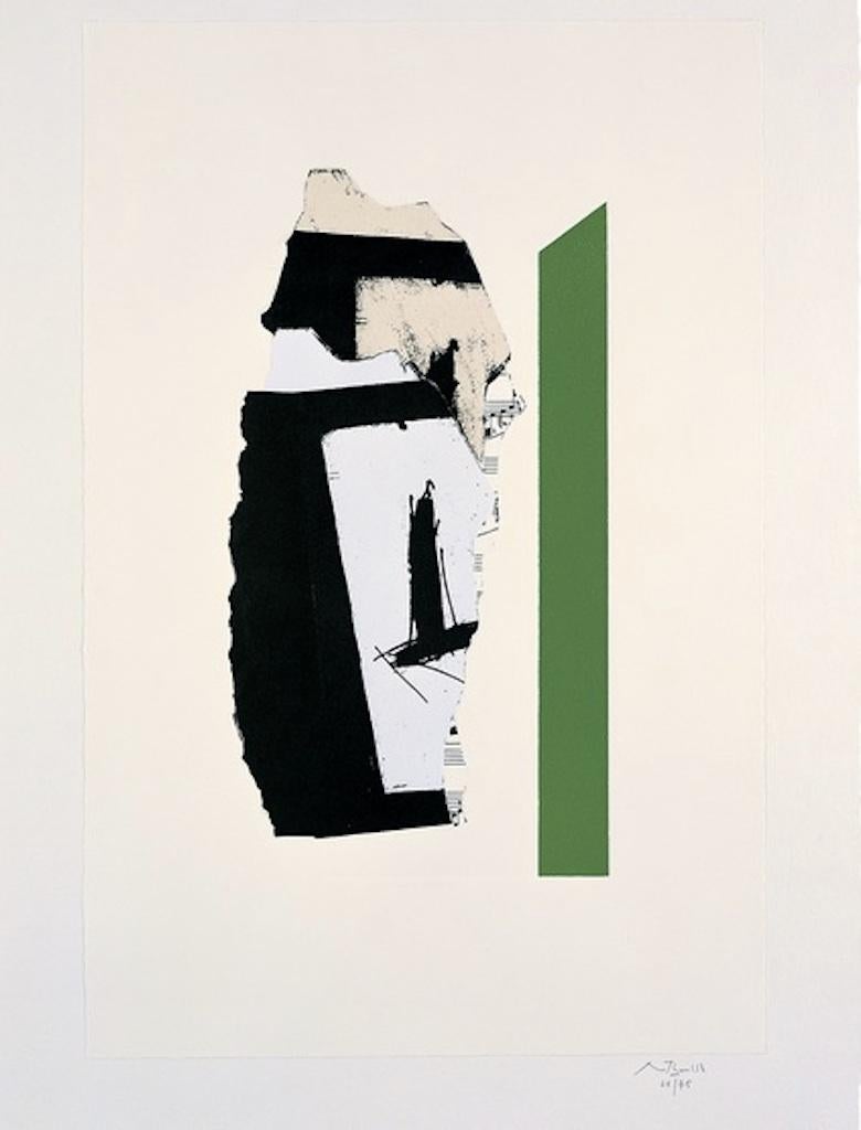Robert Motherwell Print – In Weiß mit grünen Streifen