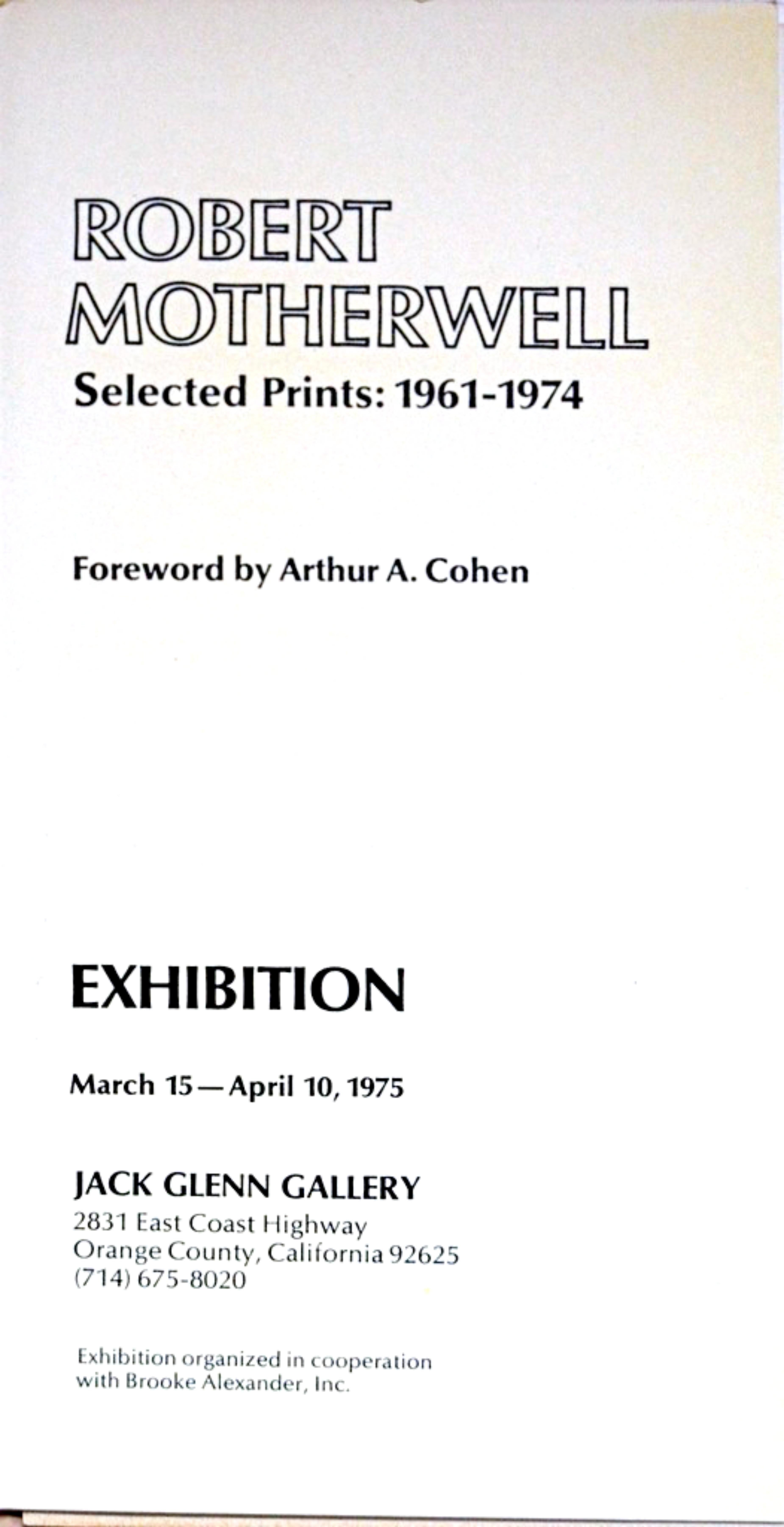 Lithographie en édition limitée en tant que couverture de catalogue d'exposition, signée et dédiée  - Beige Abstract Print par Robert Motherwell