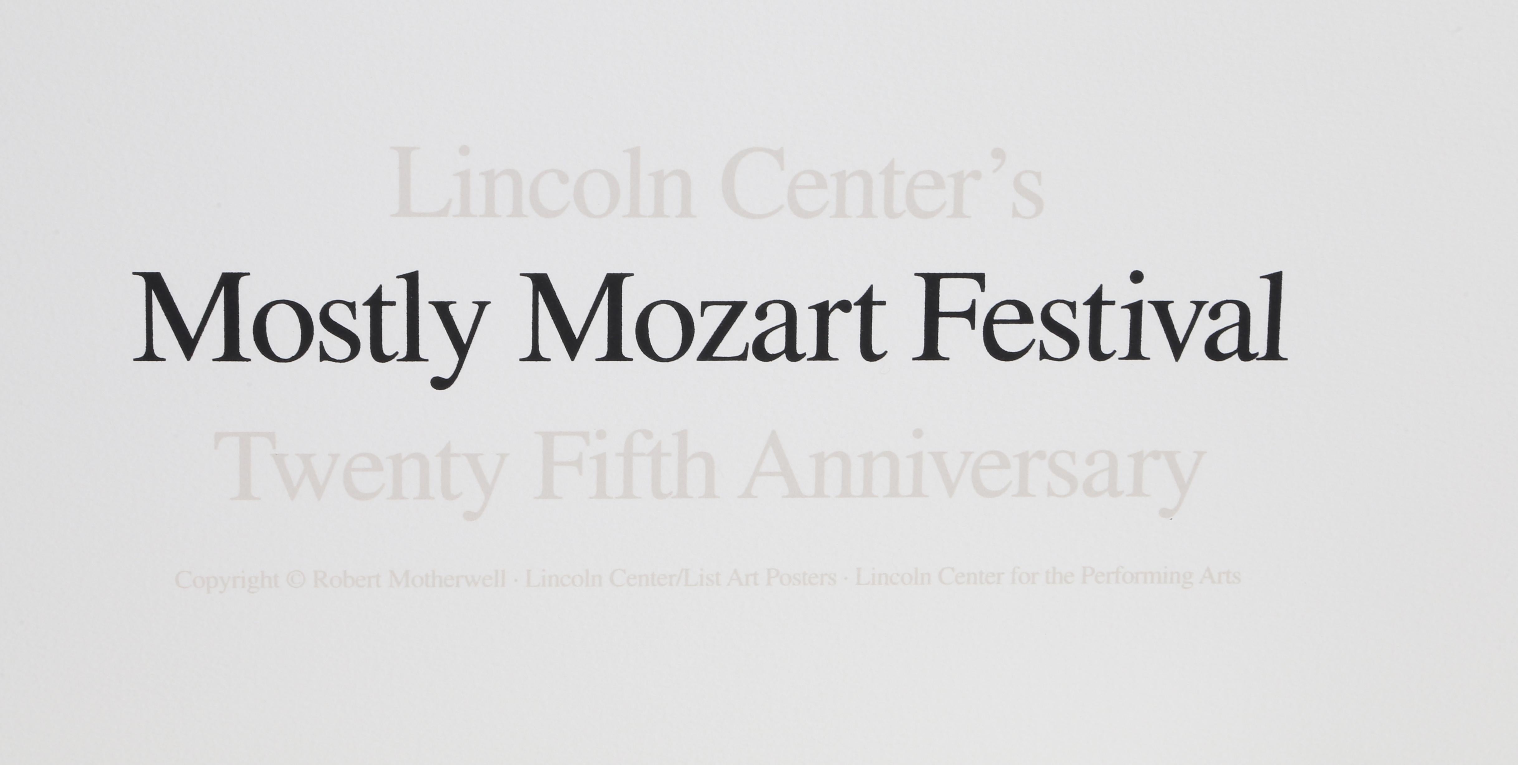 Lincoln Center Mostly Mozart, 25 aniversario, litografía de Robert Motherwell en venta 1