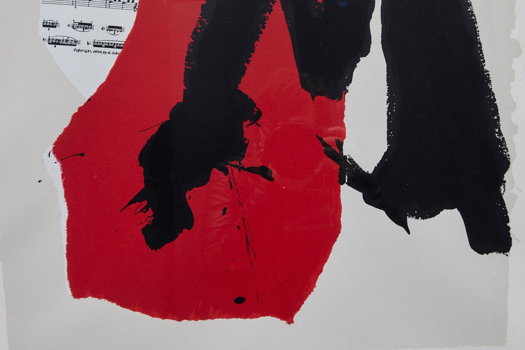 Robert Motherwell, American (1915 - 1991)
Lincoln Center's Mostly Mozart Festival, 25th Anniversary.
Lithograph, Edition of 800, unsigned and unnumbered. Framed.
Printer: Trestle Editions Ltd, NY - Publisher: Artist
Measurements: Frame H 42.38 x W