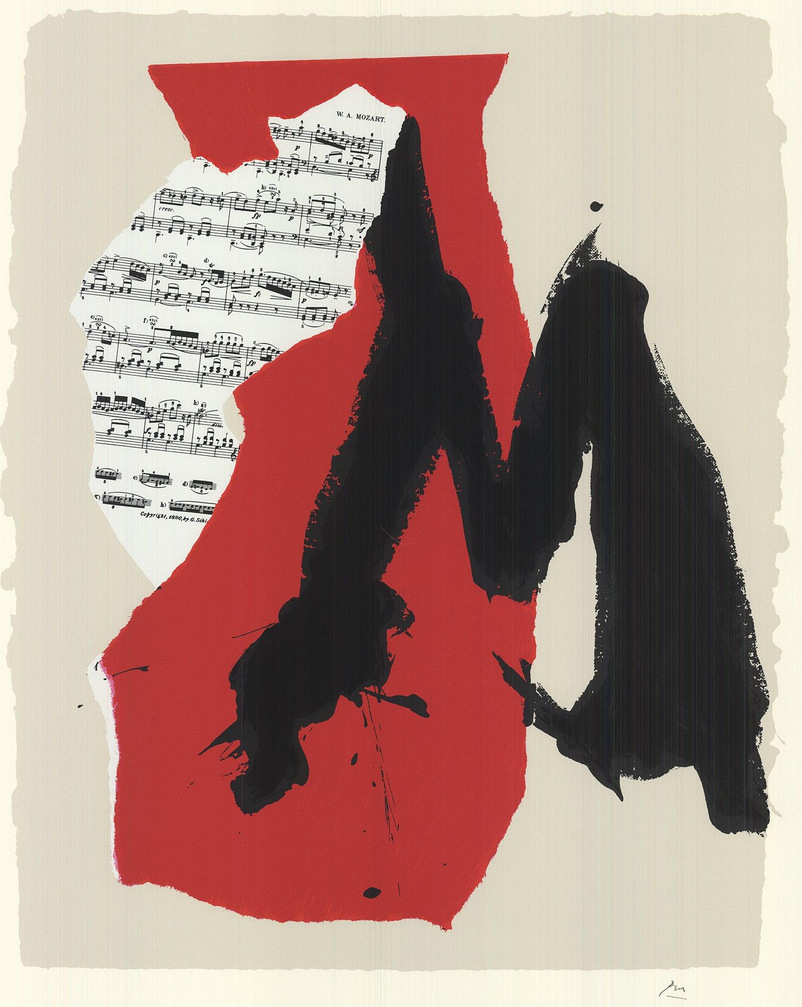 Motherwell- Mostly Mozart - HAND SIGNED Limited Edition Screen-print - White Abstract Print by Robert Motherwell