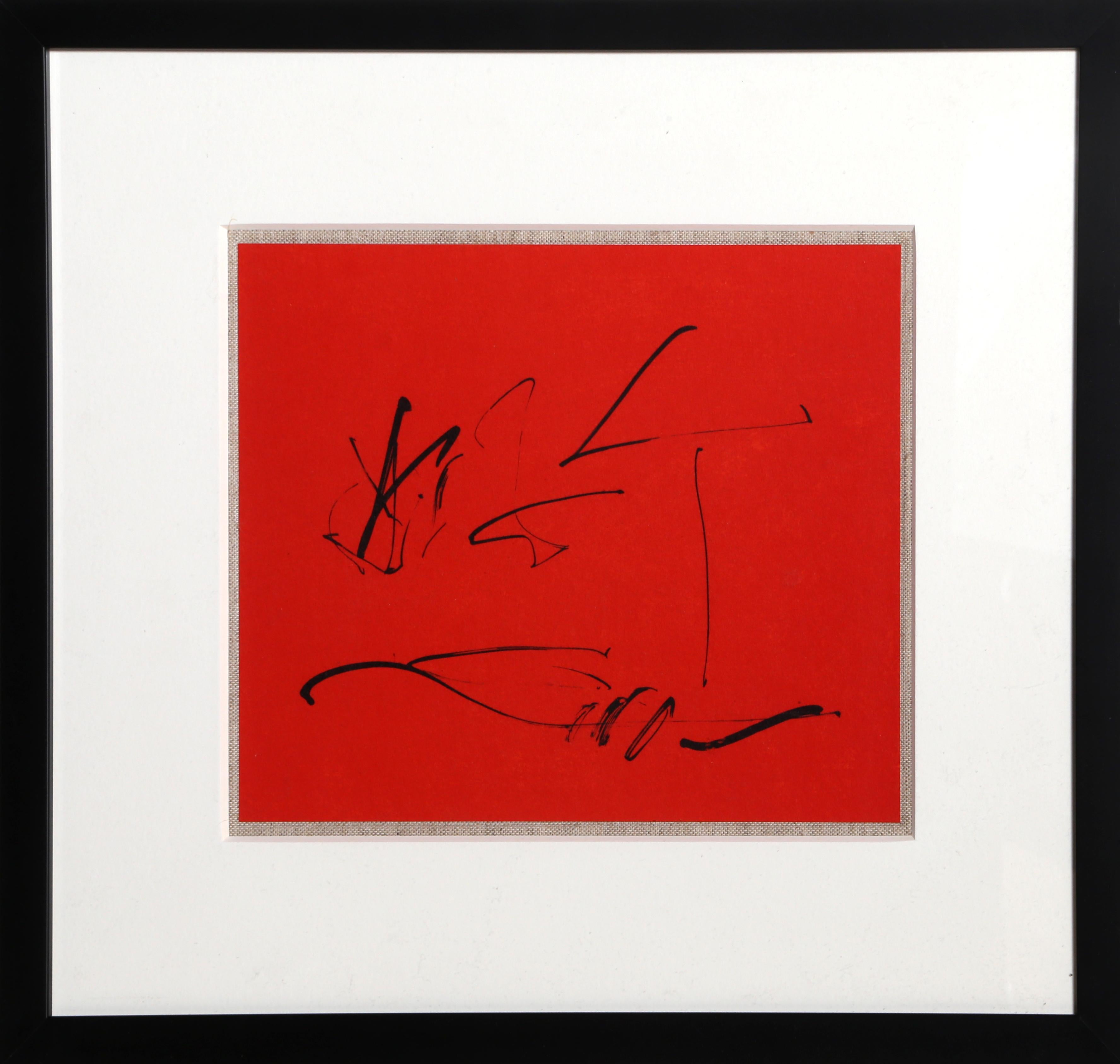 No. 1 from Three Poems (Red Wind), Framed Lithograph by Robert Motherwell
