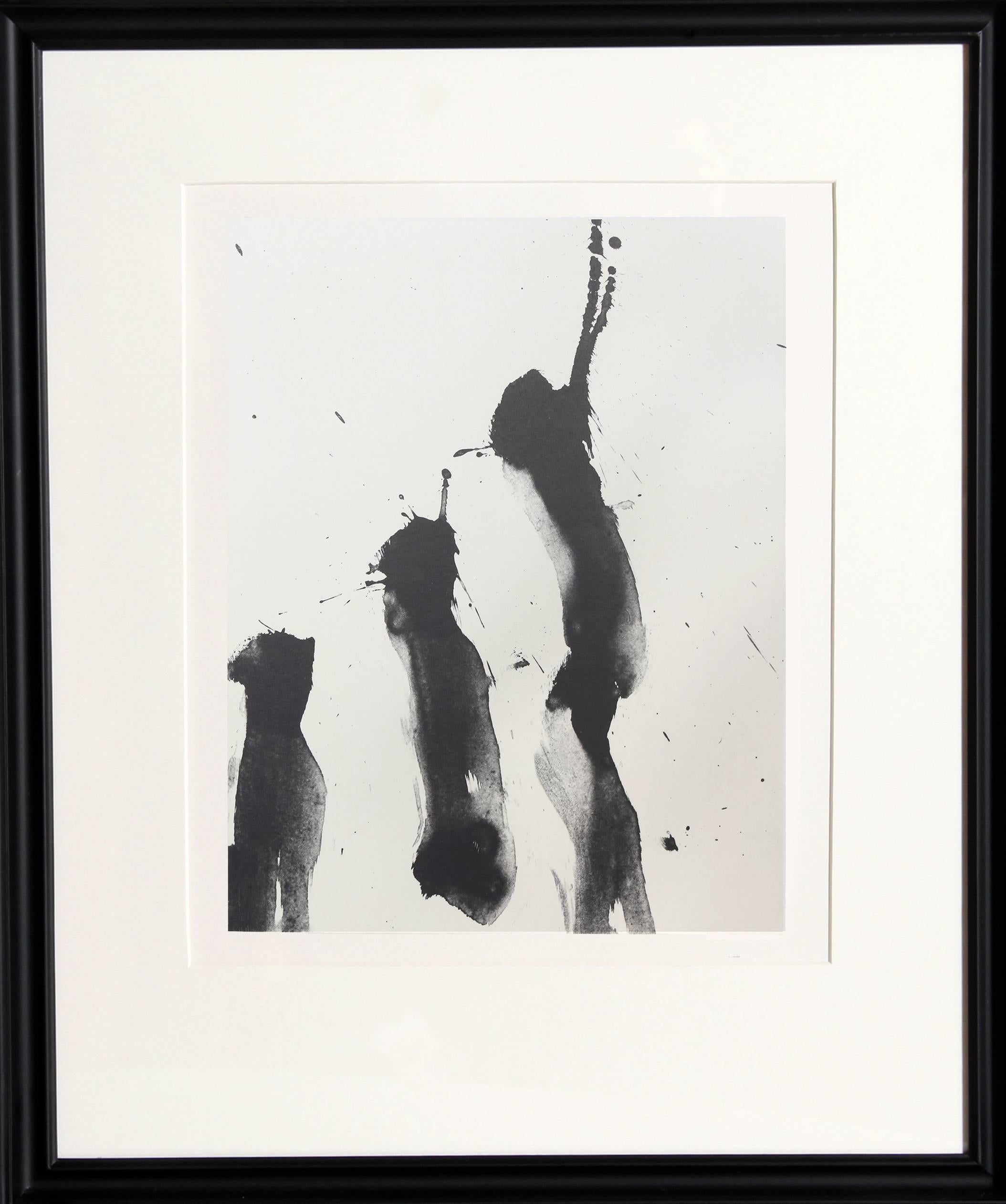 Artist: Robert Motherwell, American (1915 - 1991)
Title: No. 4 from Three Poems, collaboration with Octavio Paz
Year: 1987
Medium:	Lithograph on Japon with Chine Colle
Edition: 750
Image Size: 14 x 10.5 inches
Paper Size: 21 x 16 inches
Frame Size: