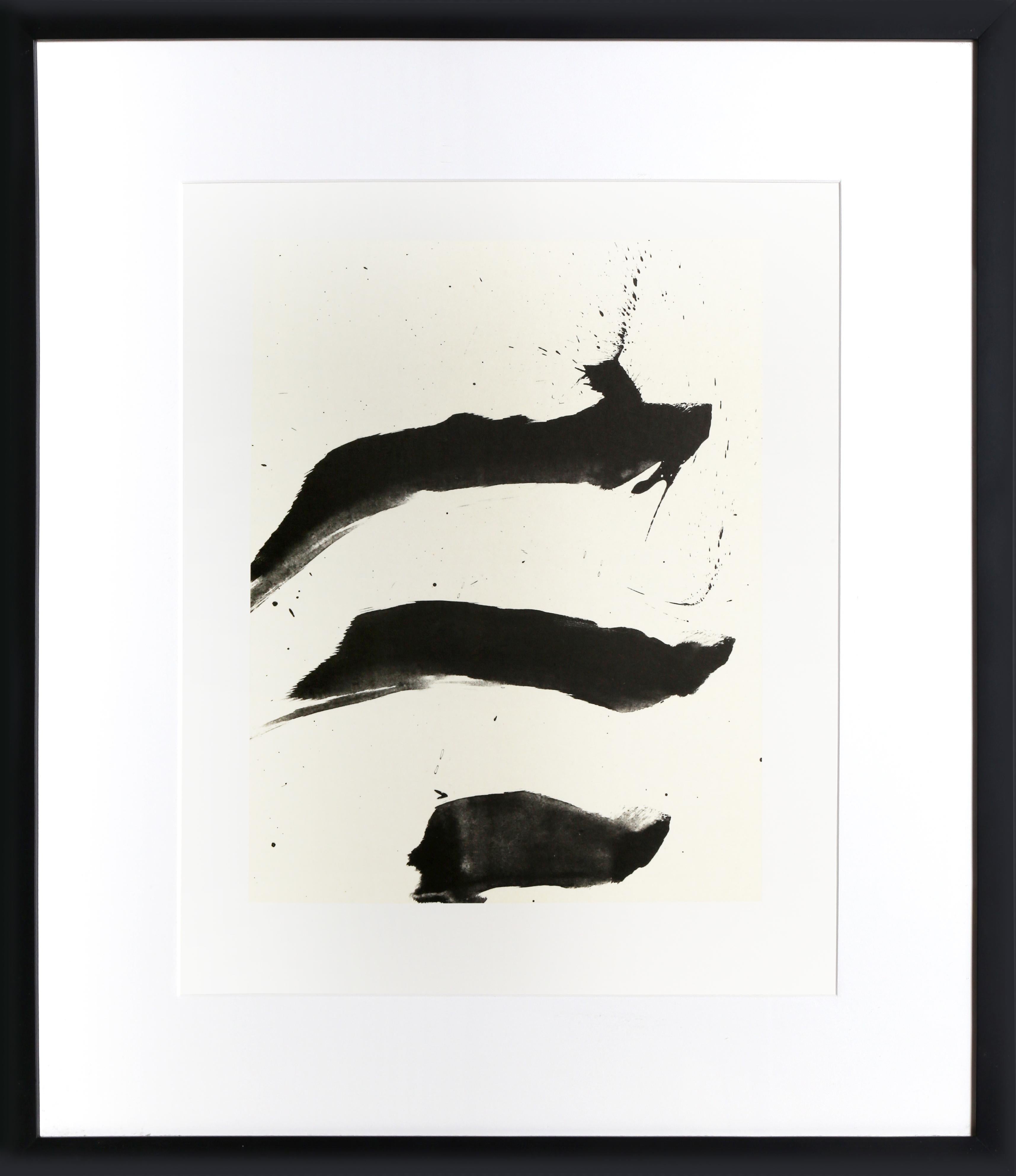 Artist: Robert Motherwell, American (1915 - 1991)
Title: No. 7 from Three Poems, collaboration with Octavio Paz
Year: 1987
Medium:	Lithograph on Japon with Chine Colle
Edition: 750
Image Size: 14 x 10.5 inches
Paper Size: 21 x 16 inches
Frame Size: