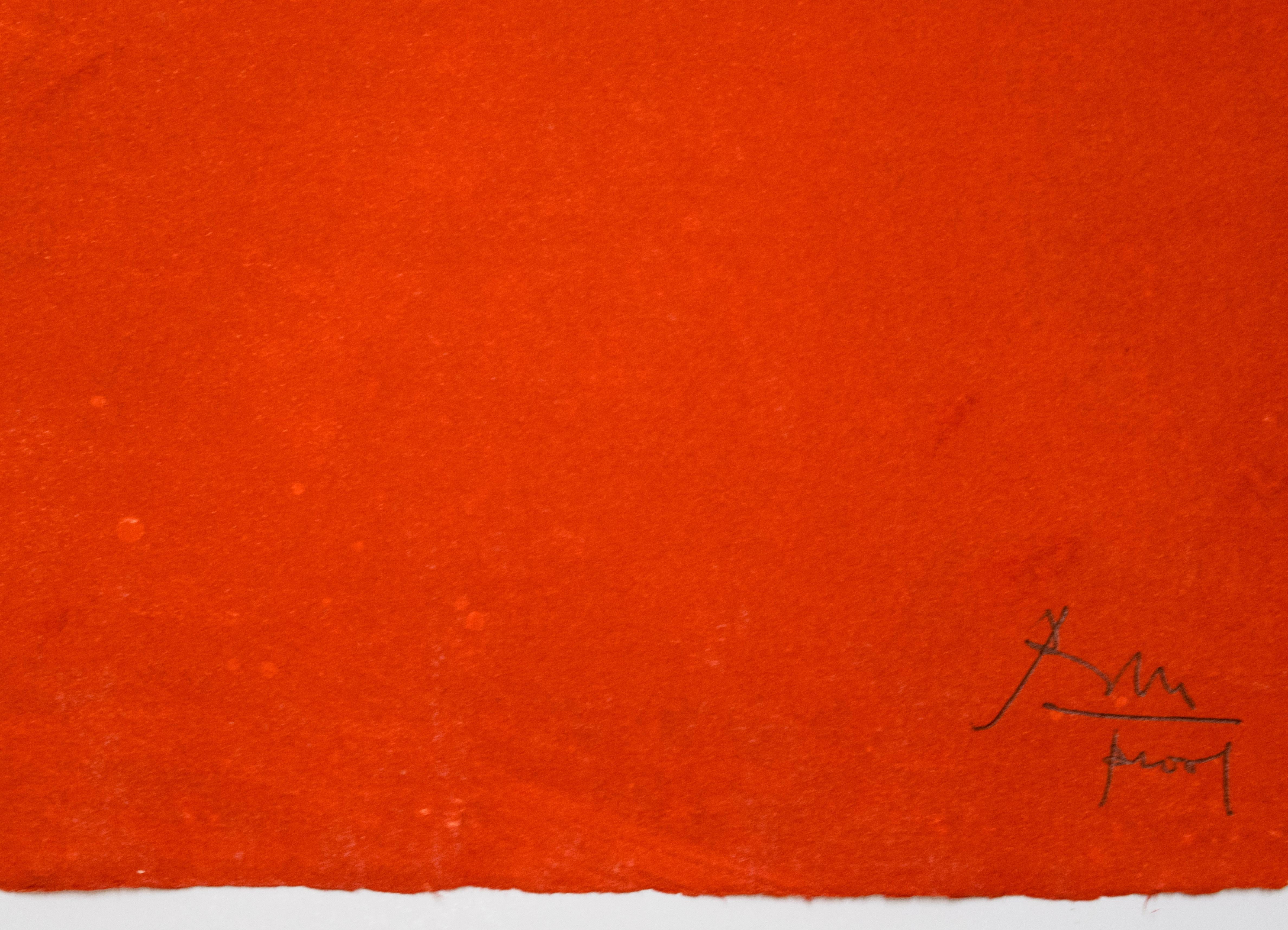 Red Open with White Line - Print by Robert Motherwell