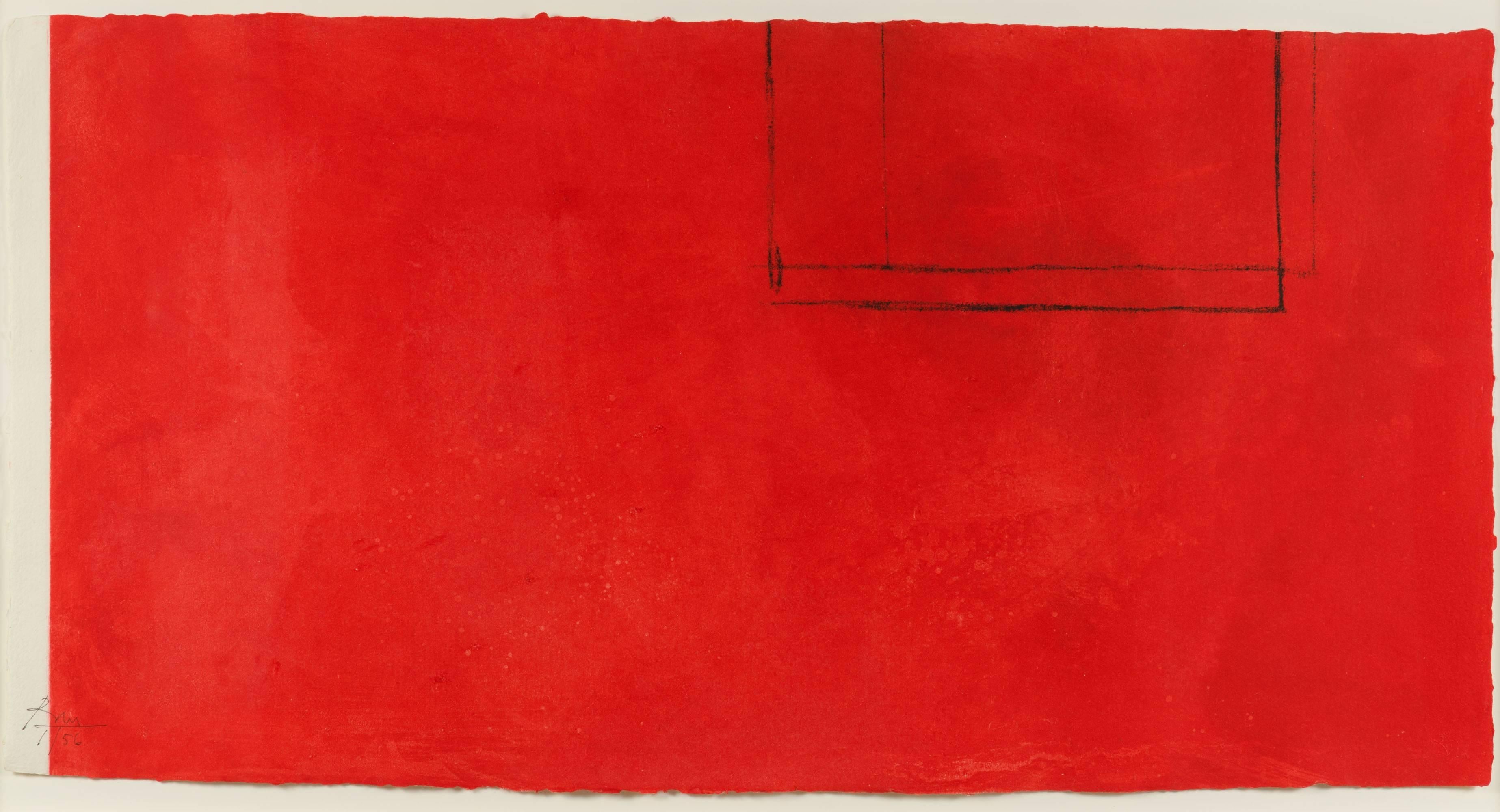 Red Open with White Line - Print by Robert Motherwell