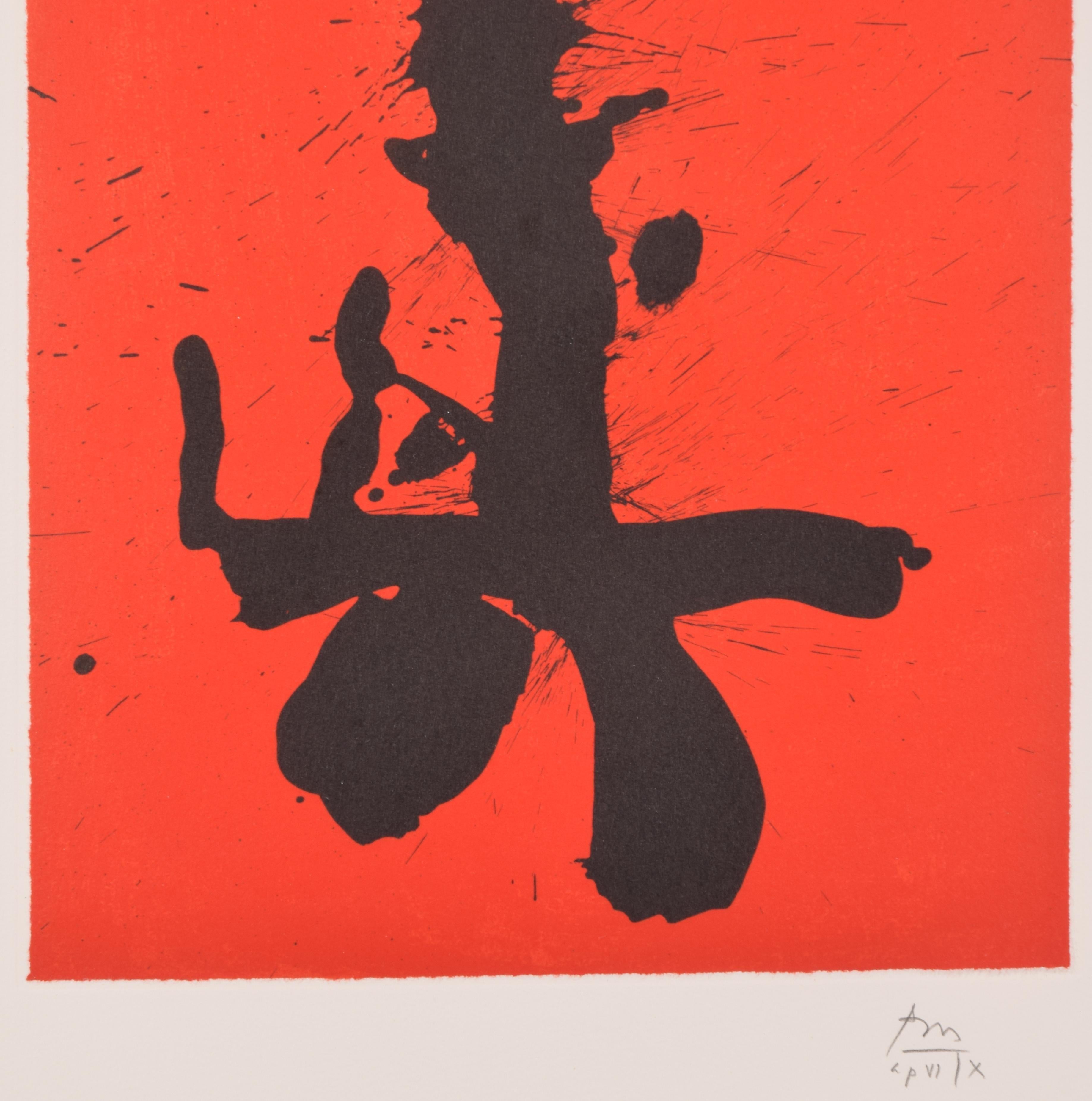 Red Samurai, from Octavio Paz suite  - Abstract Expressionist Print by Robert Motherwell