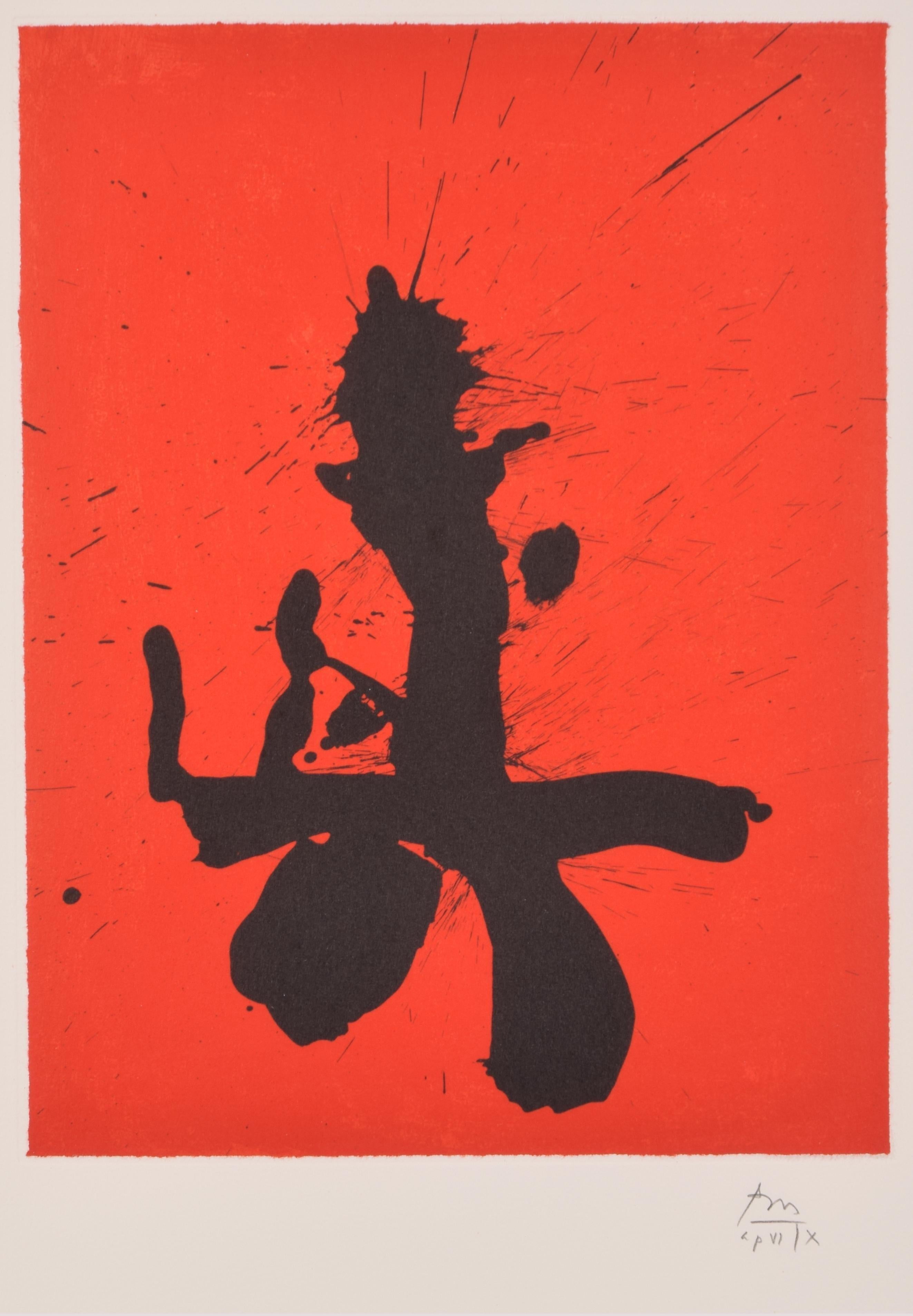 Robert Motherwell Abstract Print - Red Samurai, from Octavio Paz suite 