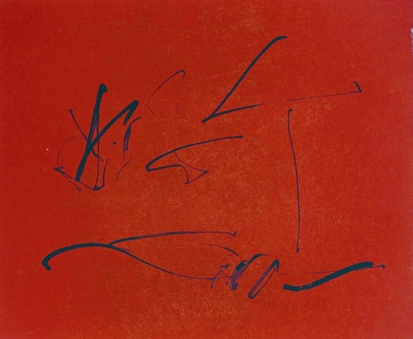 Abstract Print di Robert Motherwell - Vento Rosso (Belknap 354-380; Engberg/Banach 415-441), Tre Poesie