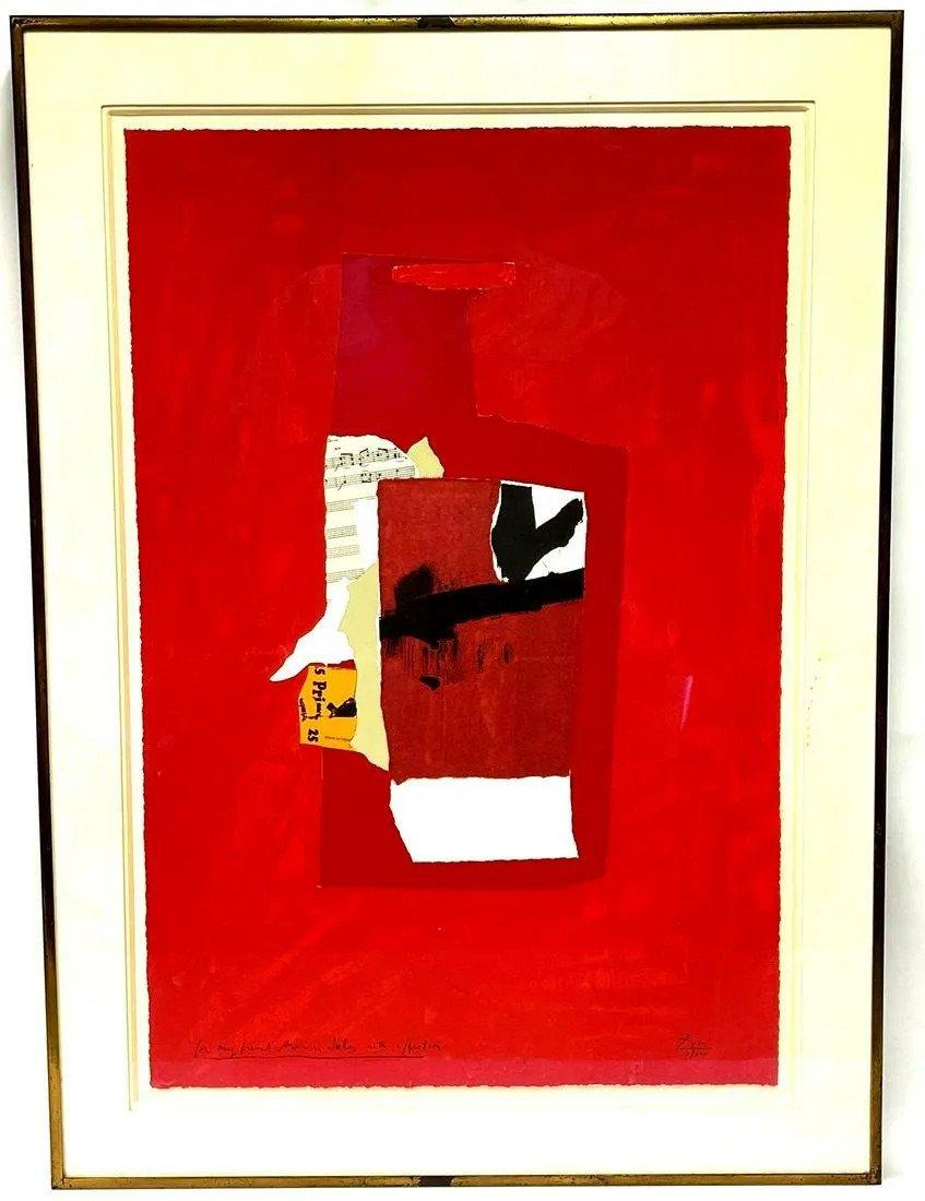 « Redness of Red » - Lithographie sérigraphie - Collage abstrait contemporain Abex 1/100 en vente 1