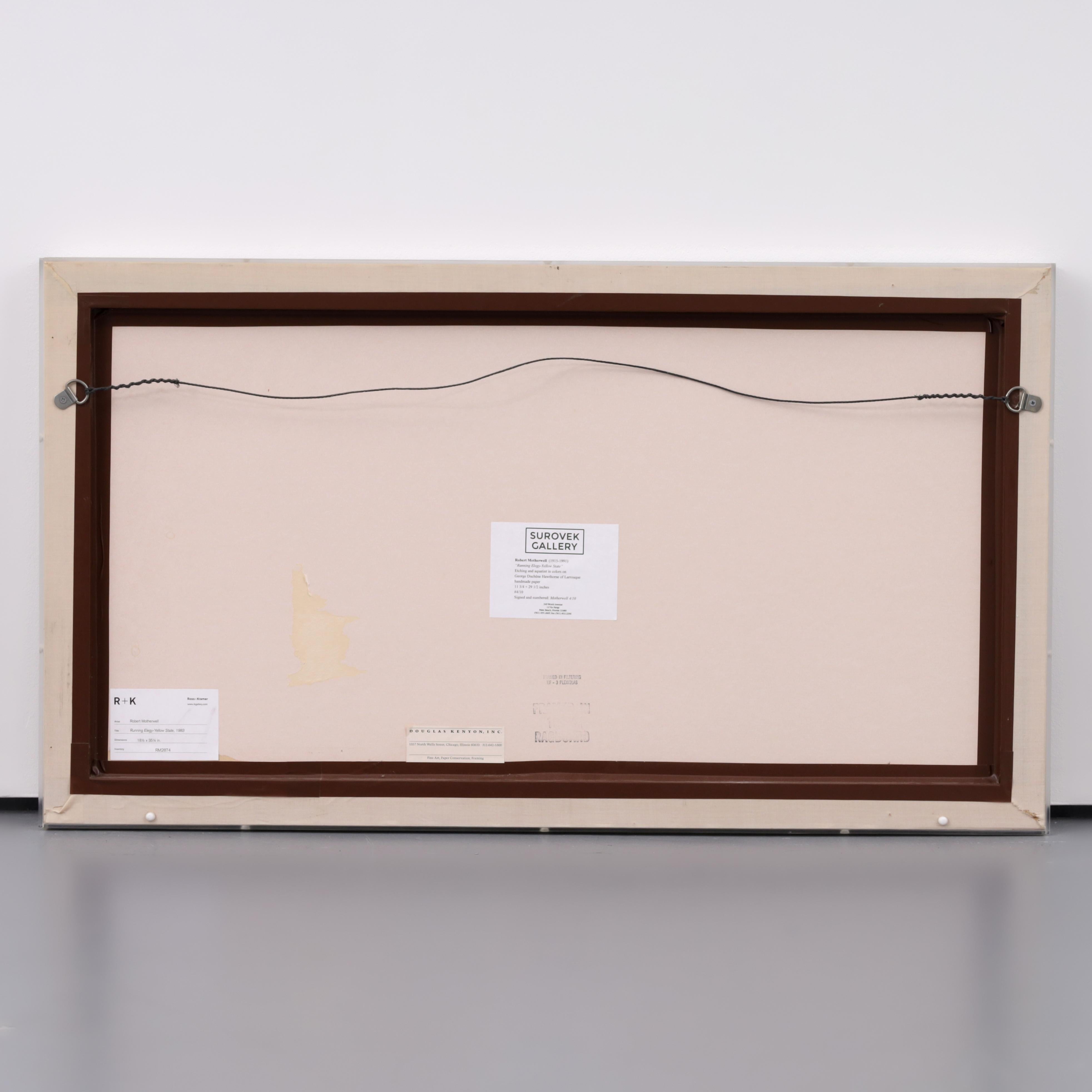 Robert Motherwell RUNNING ELEGY II, YELLOW STATE Etching & Aquatint, 35.5