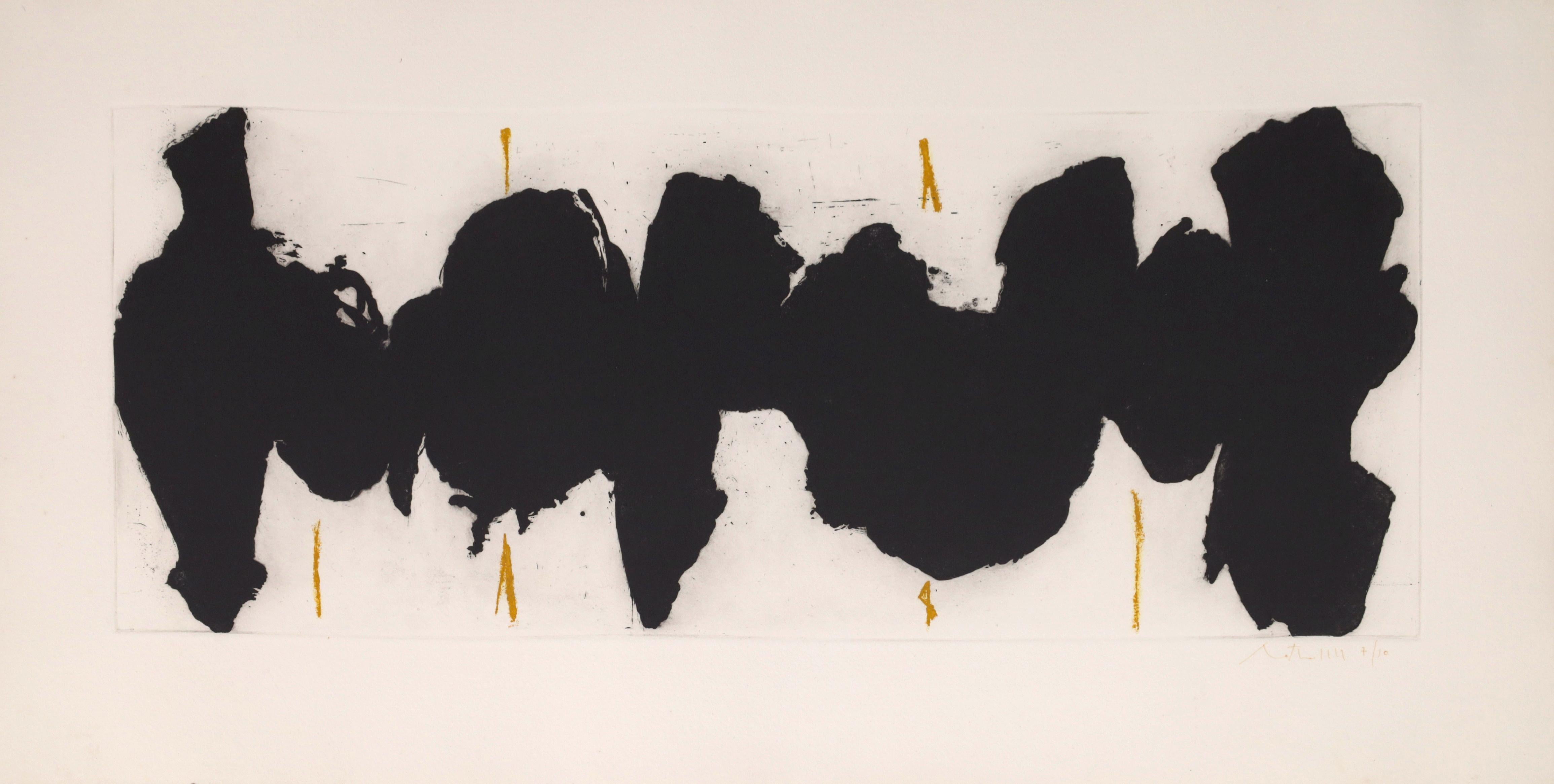 Robert Motherwell RUNNING ELEGY II, YELLOW STATE Etching & Aquatint, 35.5