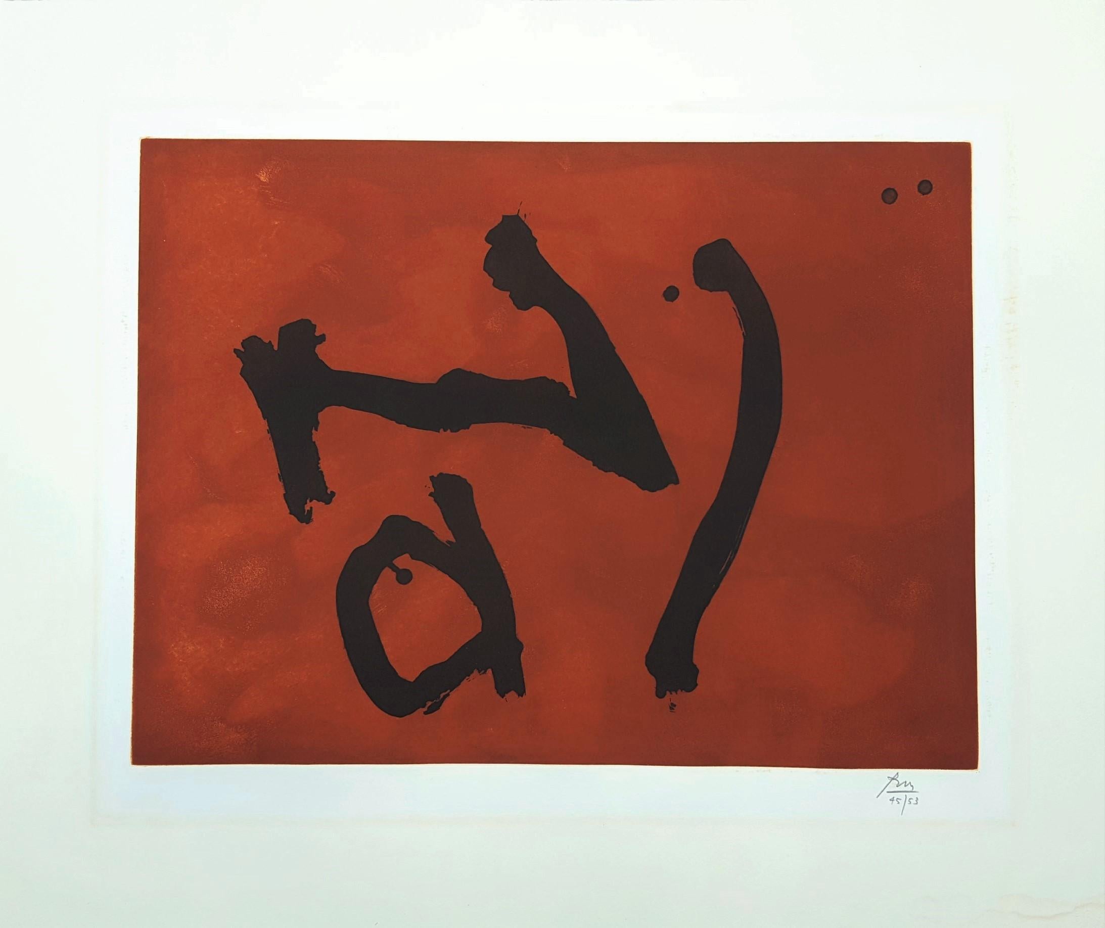 Zeichen auf Kupfer /// Abstrakter Expressionismus Robert Motherwell Brown Schwarzätzung im Angebot 1