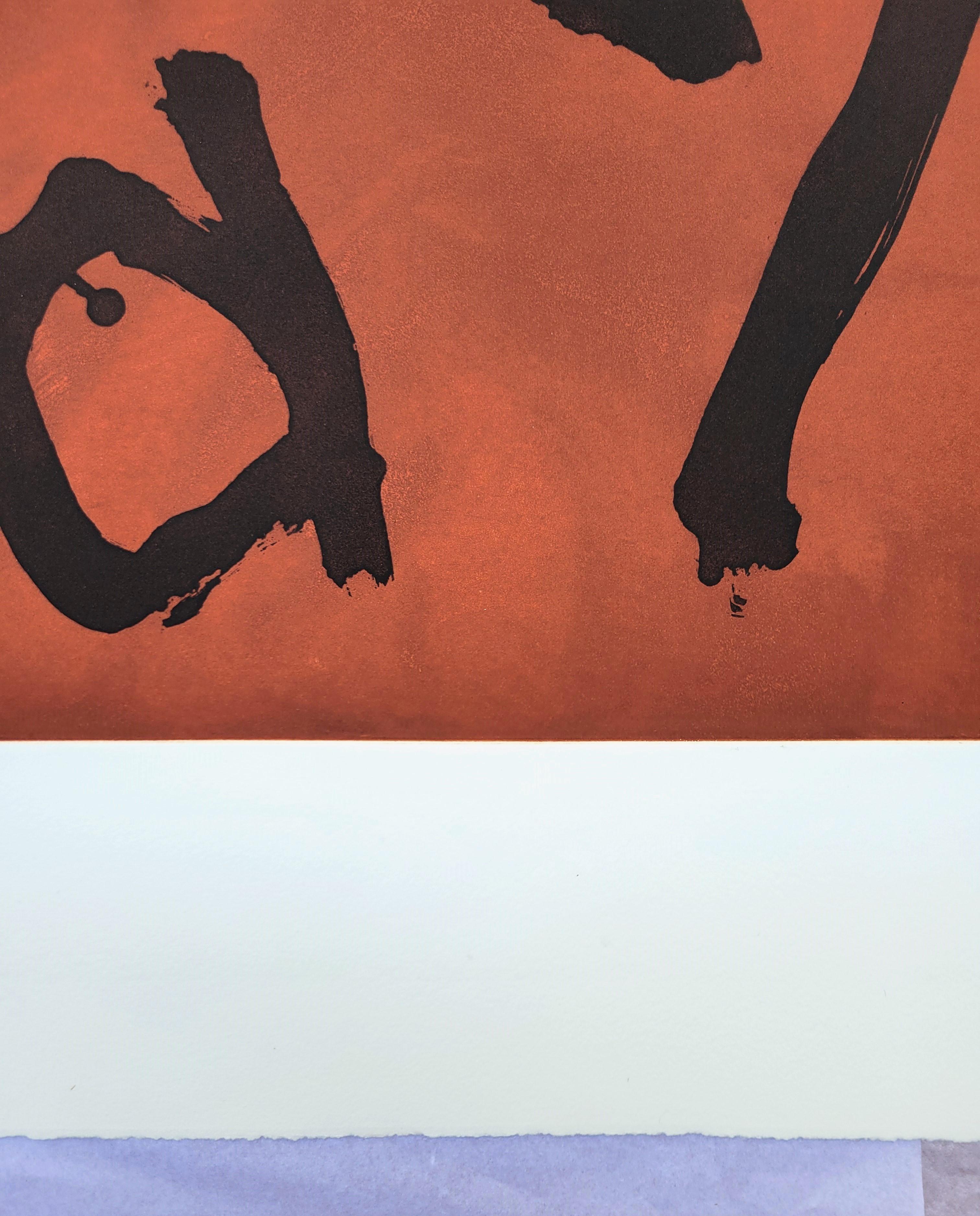 Segni su rame /// Robert Motherwell Espressionismo astratto Black Brown Acquaforte in vendita 10