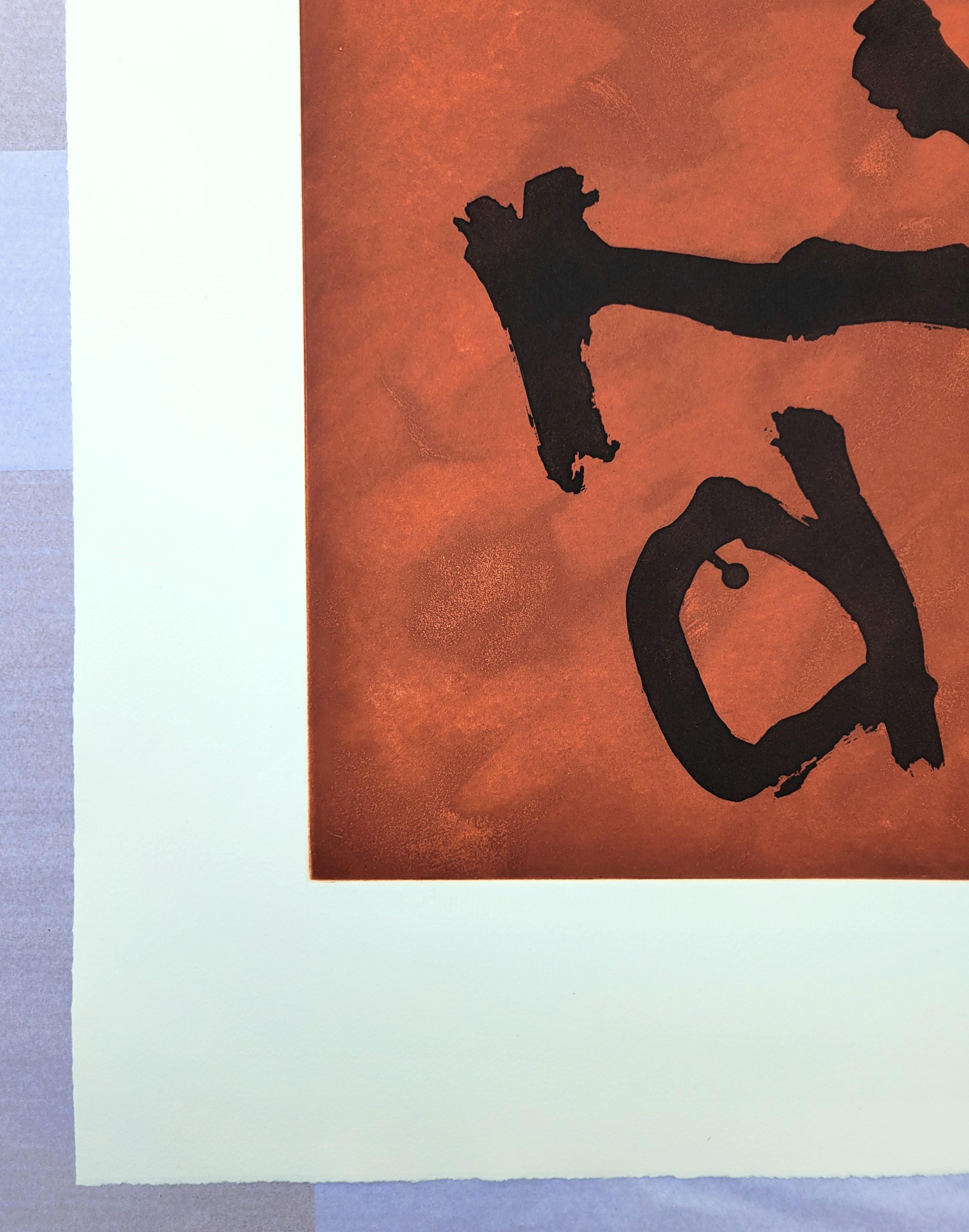 Segni su rame /// Robert Motherwell Espressionismo astratto Black Brown Acquaforte in vendita 3