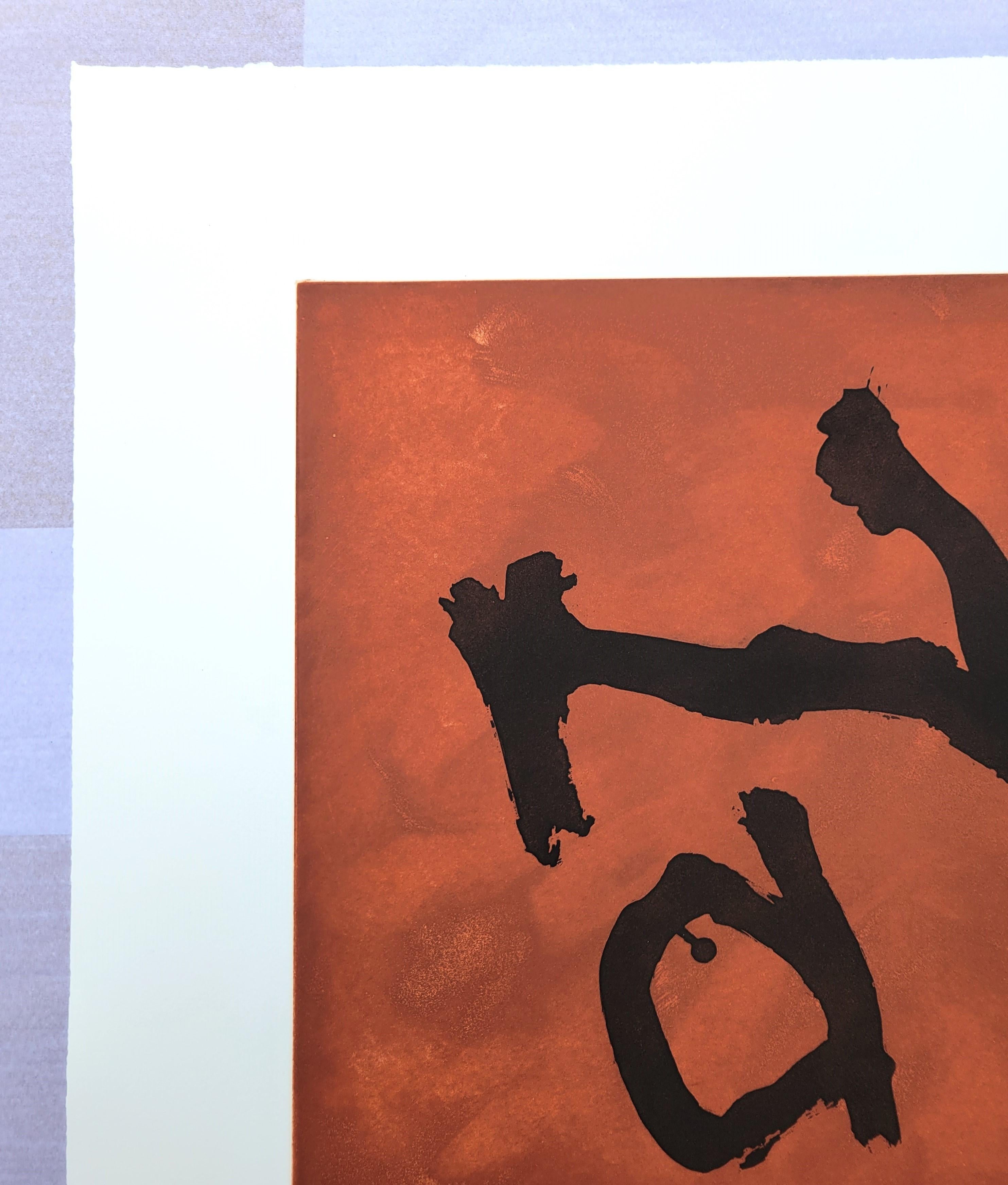 Segni su rame /// Robert Motherwell Espressionismo astratto Black Brown Acquaforte in vendita 4