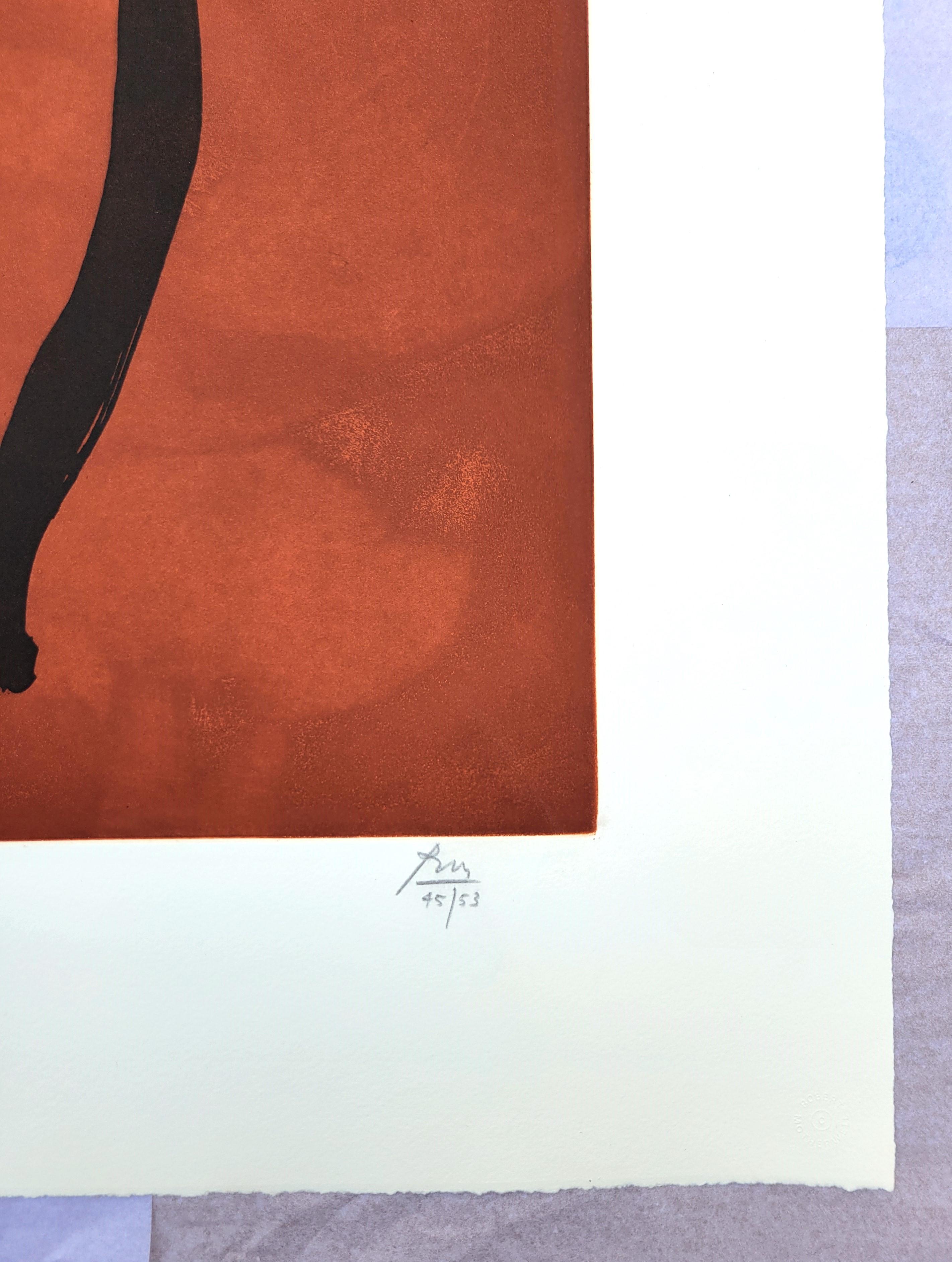 Segni su rame /// Robert Motherwell Espressionismo astratto Black Brown Acquaforte in vendita 6